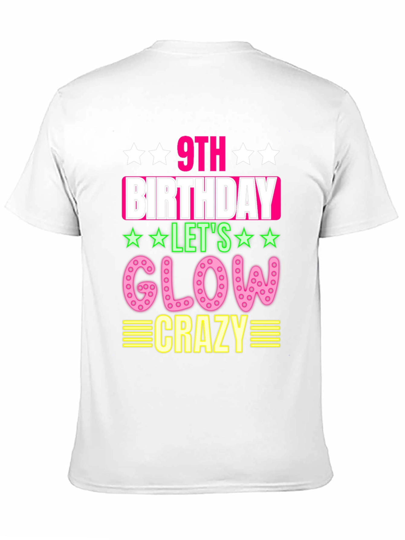 9th Birthday Glow Crazy Black T-Shirt