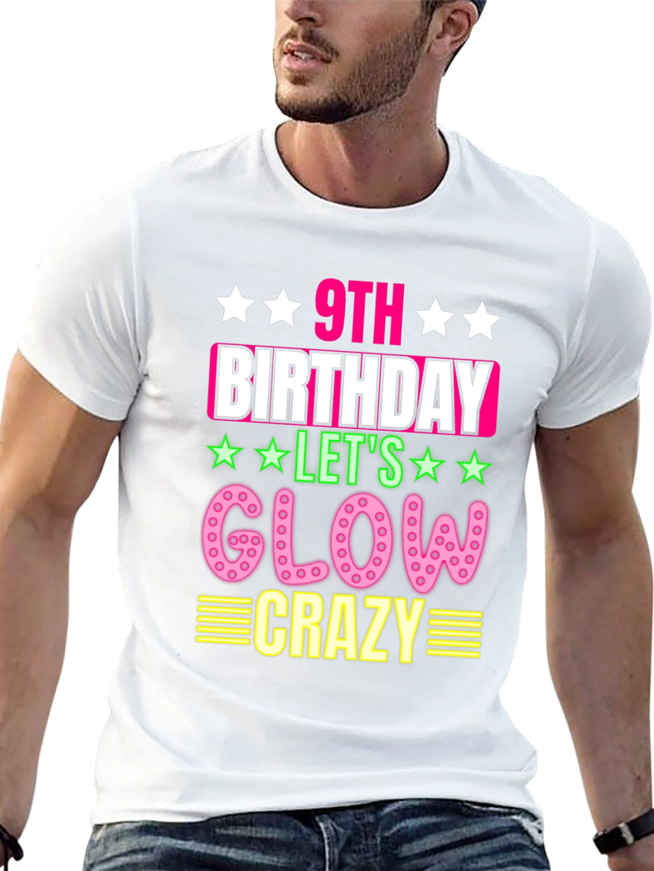 9th Birthday Glow Crazy Black T-Shirt