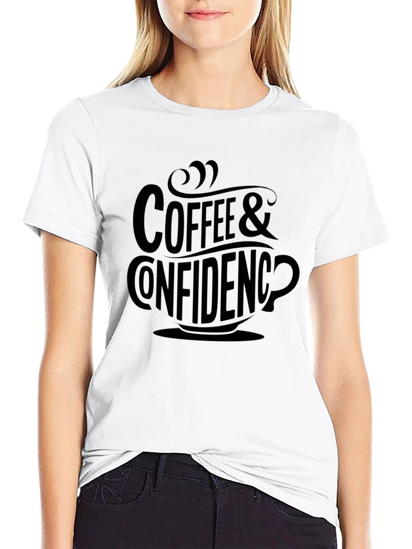 Coffee & Confidence Black Graphic T-Shirt