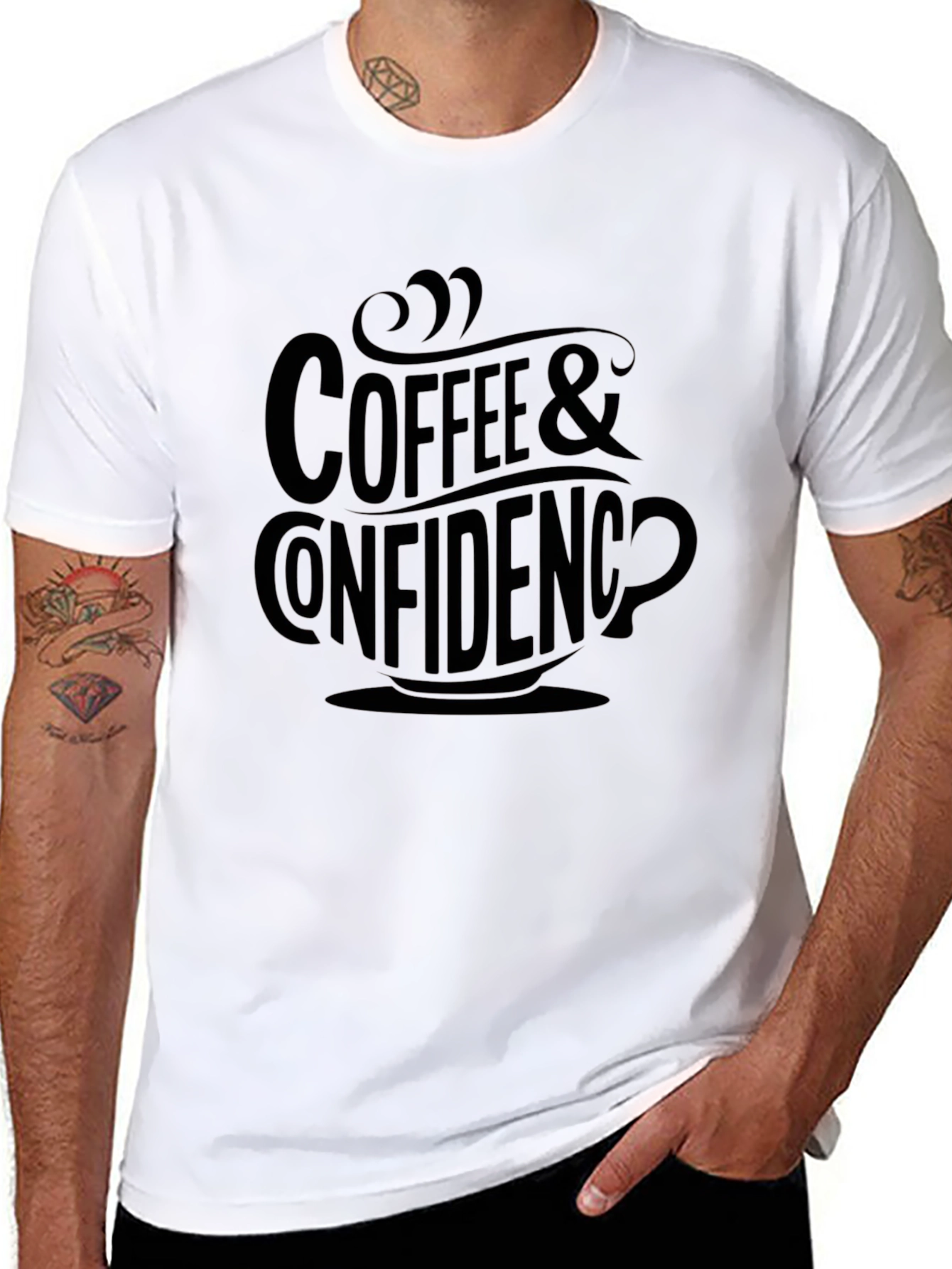 Coffee & Confidence Black Graphic T-Shirt