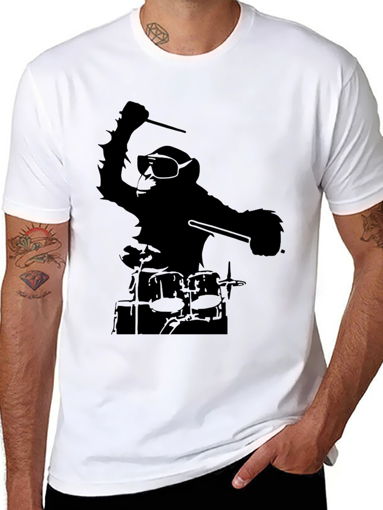 Monkey Drummer Graphic Tee