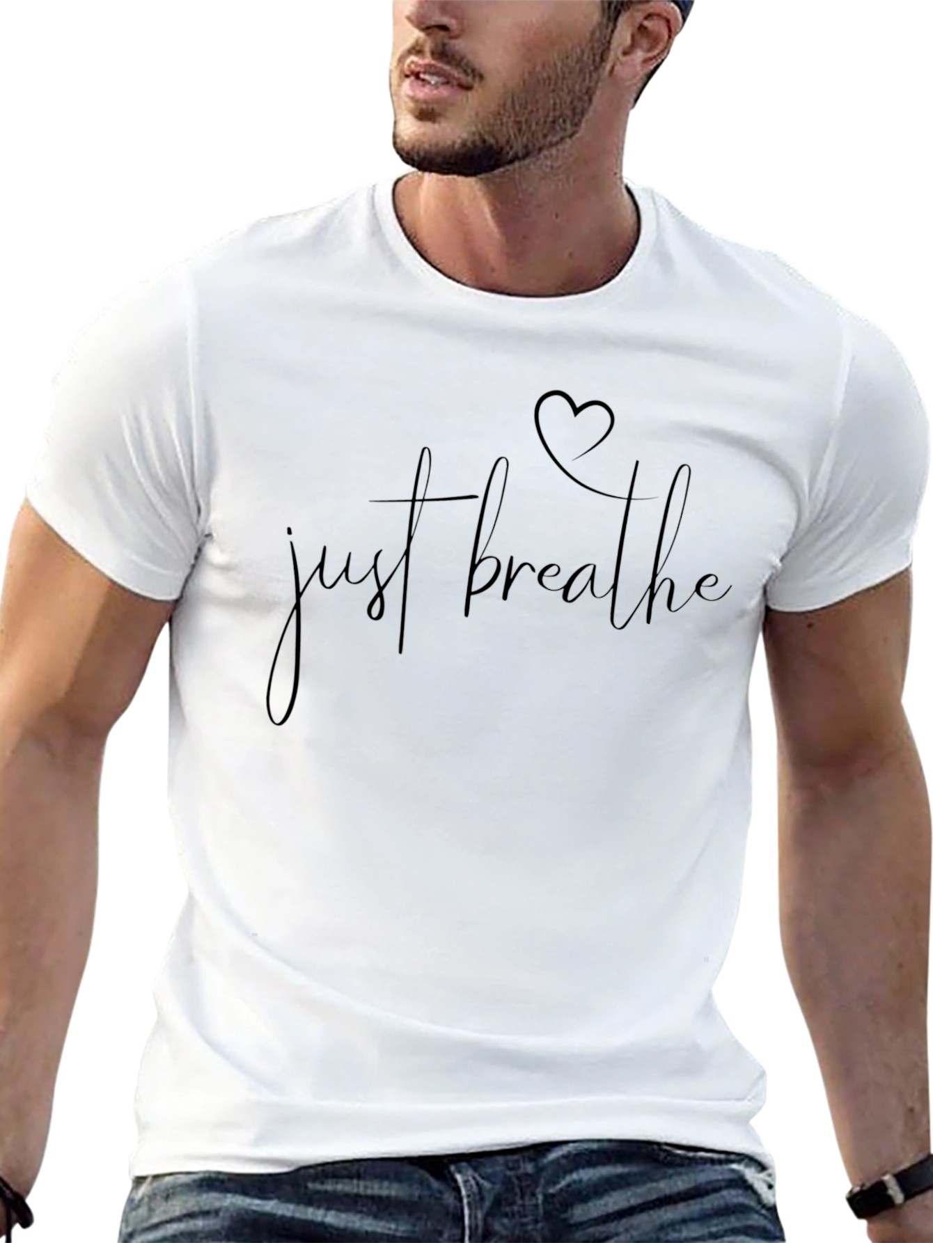 Just Breathe T-Shirt - Heart Graphic Tee