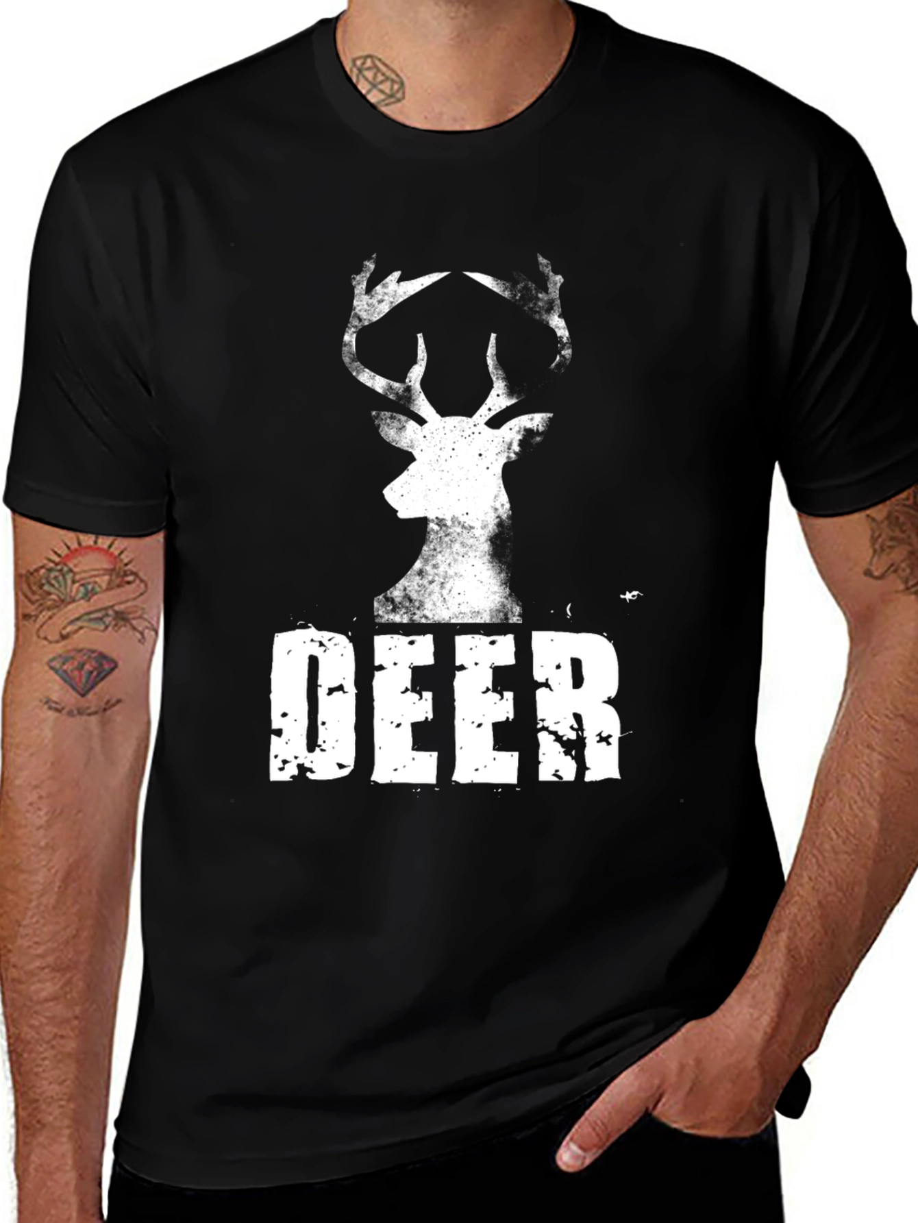 Deer Graphic Tee - Mens Black T-Shirt