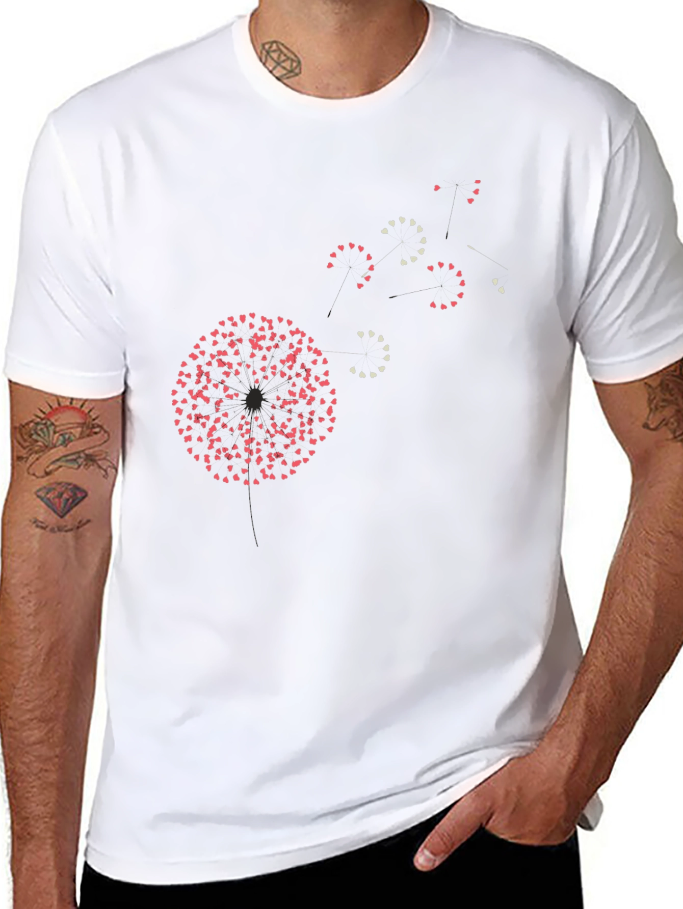 Heart Dandelion Black Graphic Tee