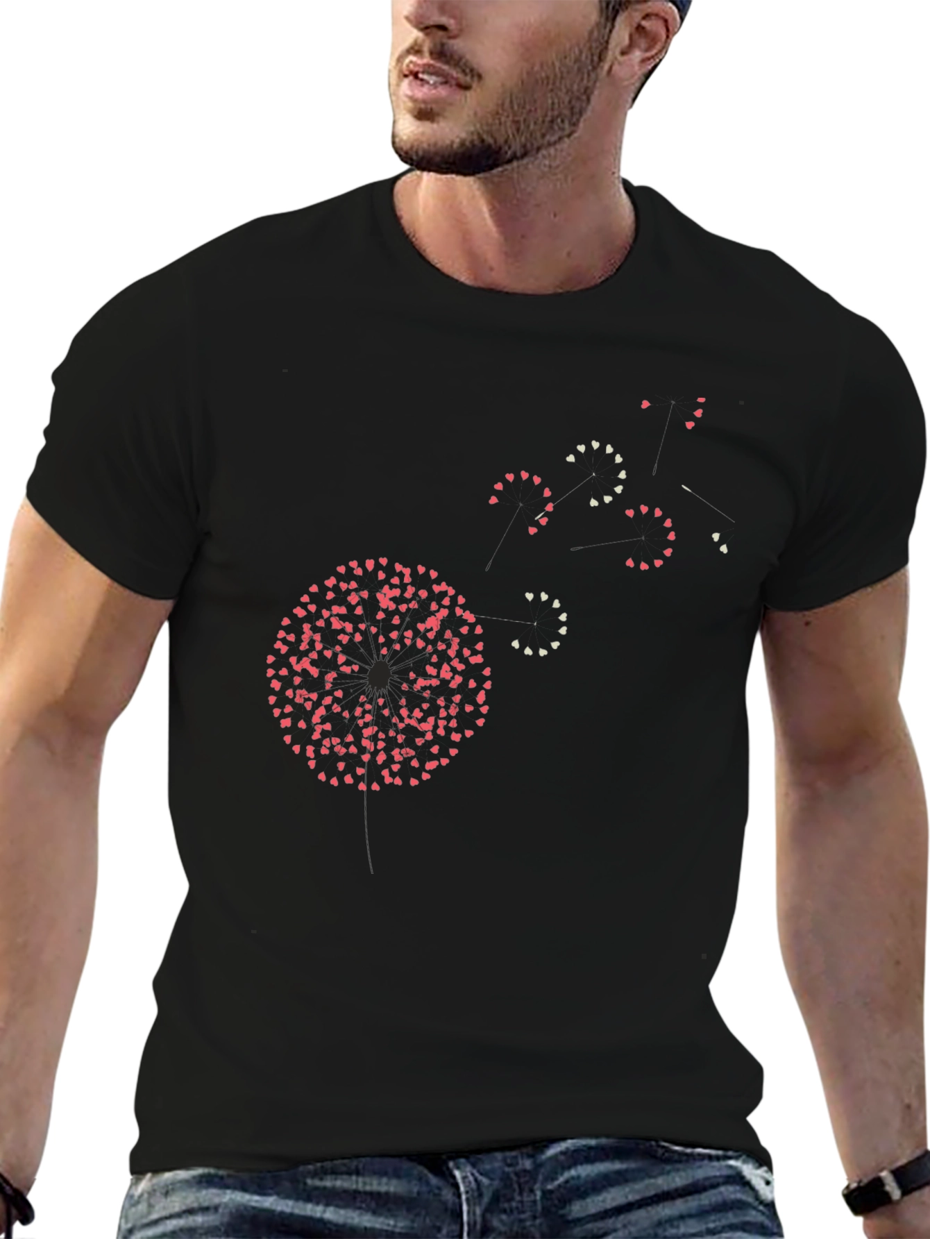Heart Dandelion Black Graphic Tee