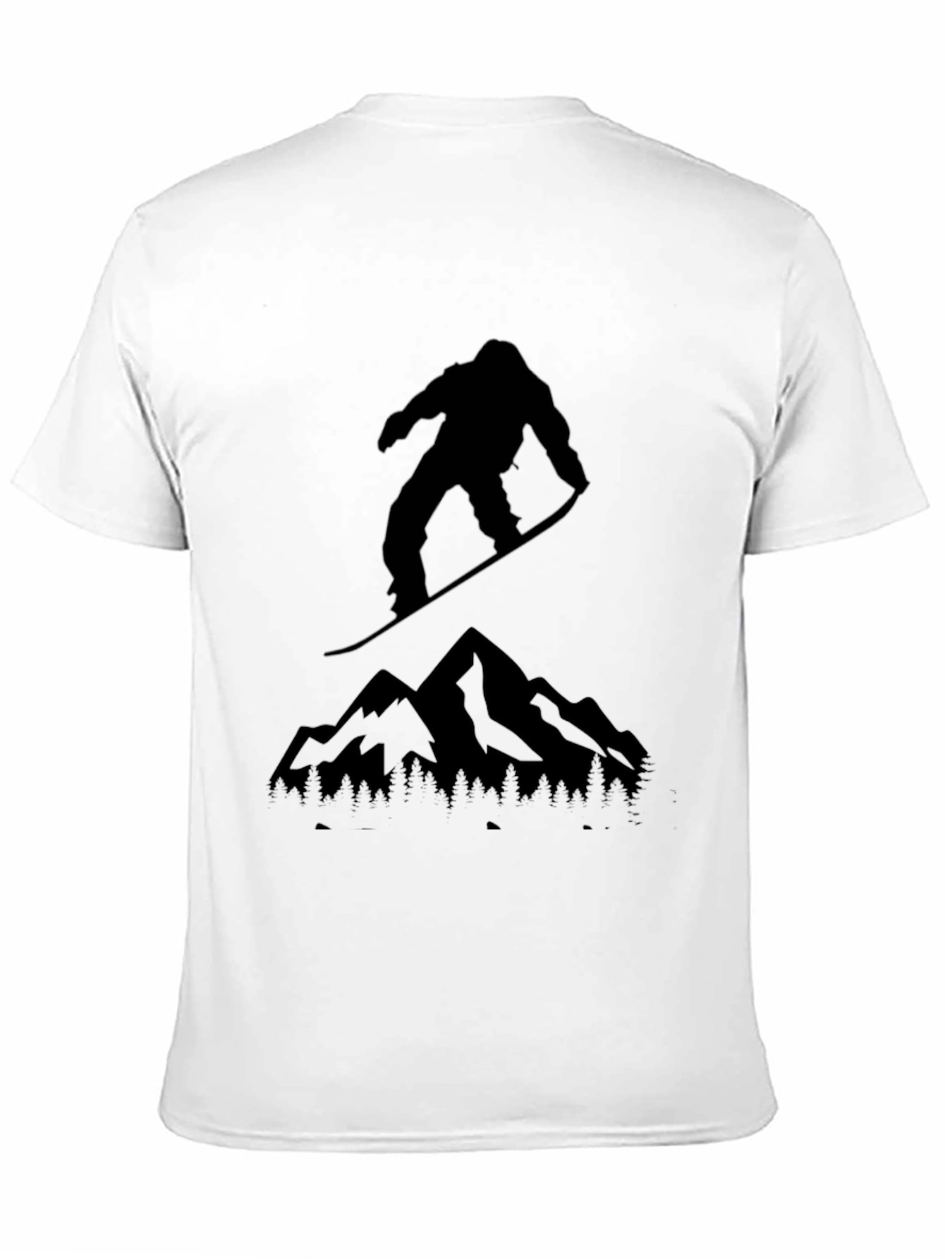 Snowboarder & Mountain Graphic Tee - Black