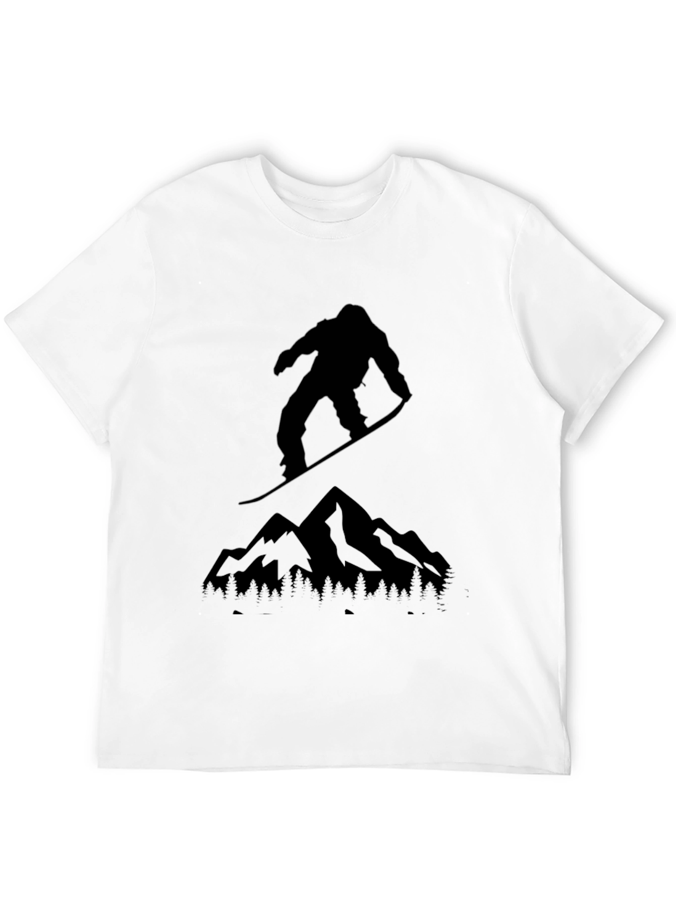 Snowboarder & Mountain Graphic Tee - Black