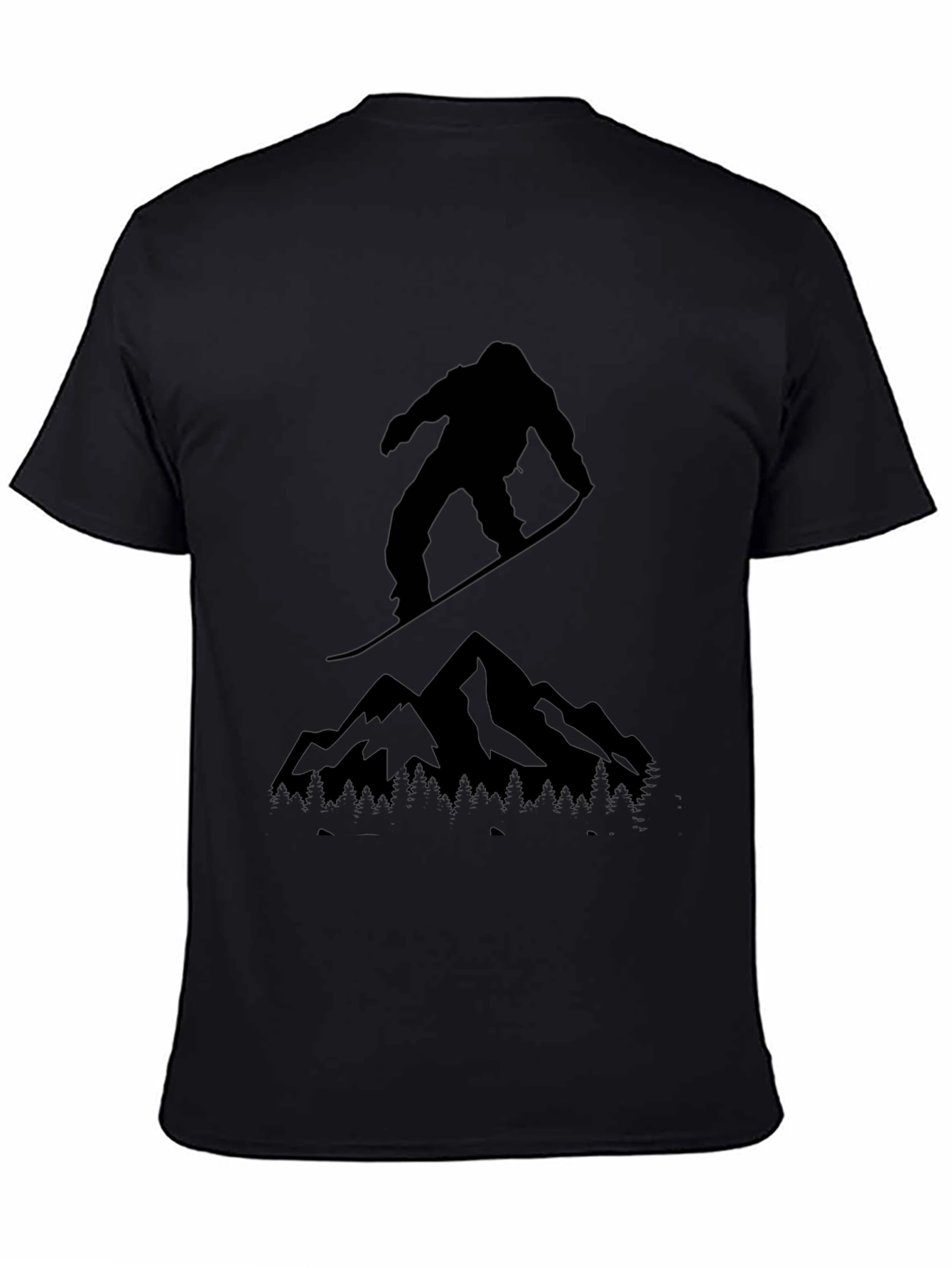 Snowboarder & Mountain Graphic Tee - Black