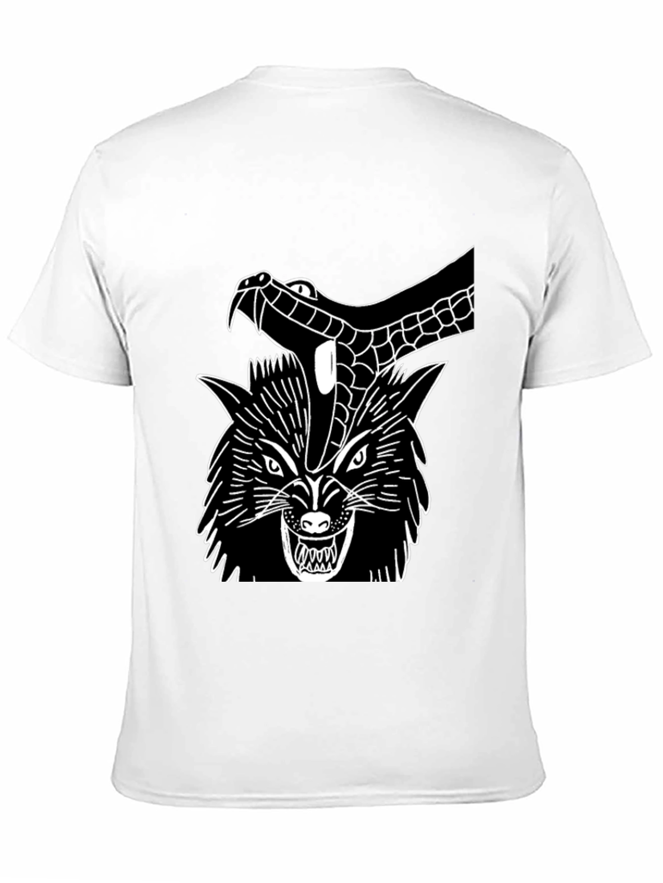 Black T-Shirt Wolf Snake Graphic Tee