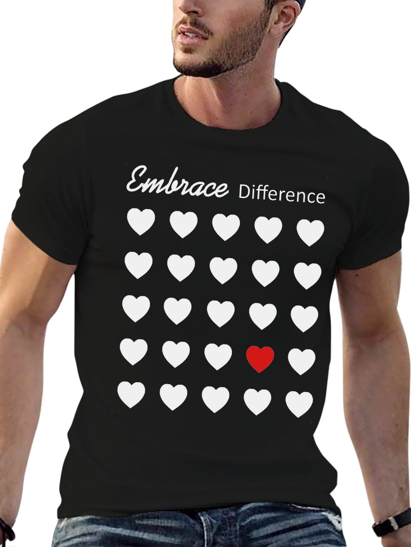 Embrace Difference T-Shirt - Unique Heart Design