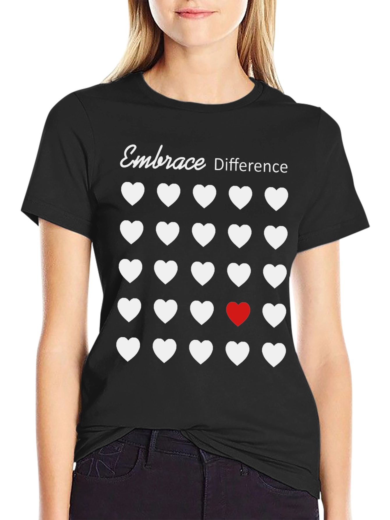 Embrace Difference T-Shirt - Unique Heart Design