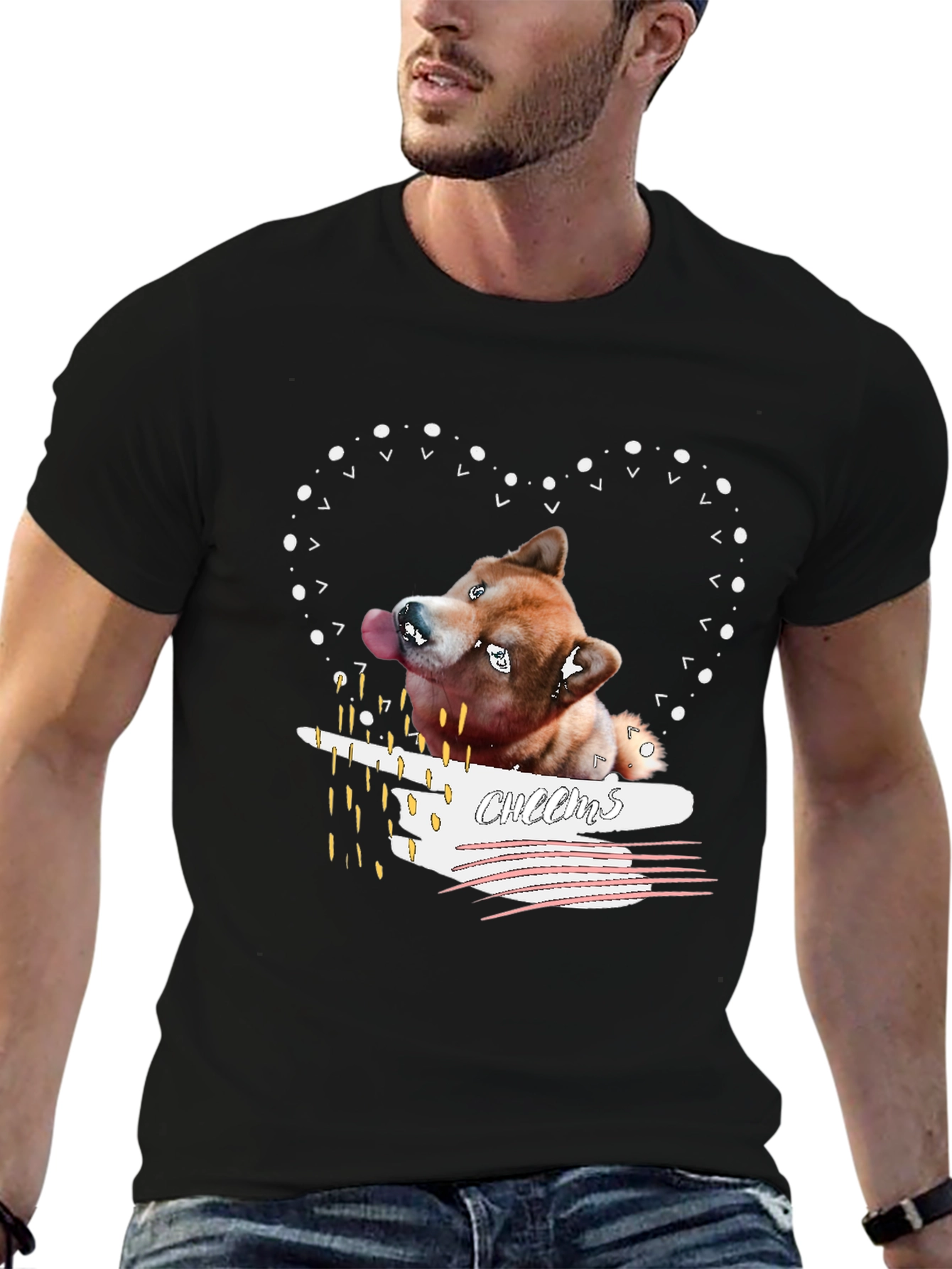 Shiba Inu Cheems Heart Graphic T-Shirt