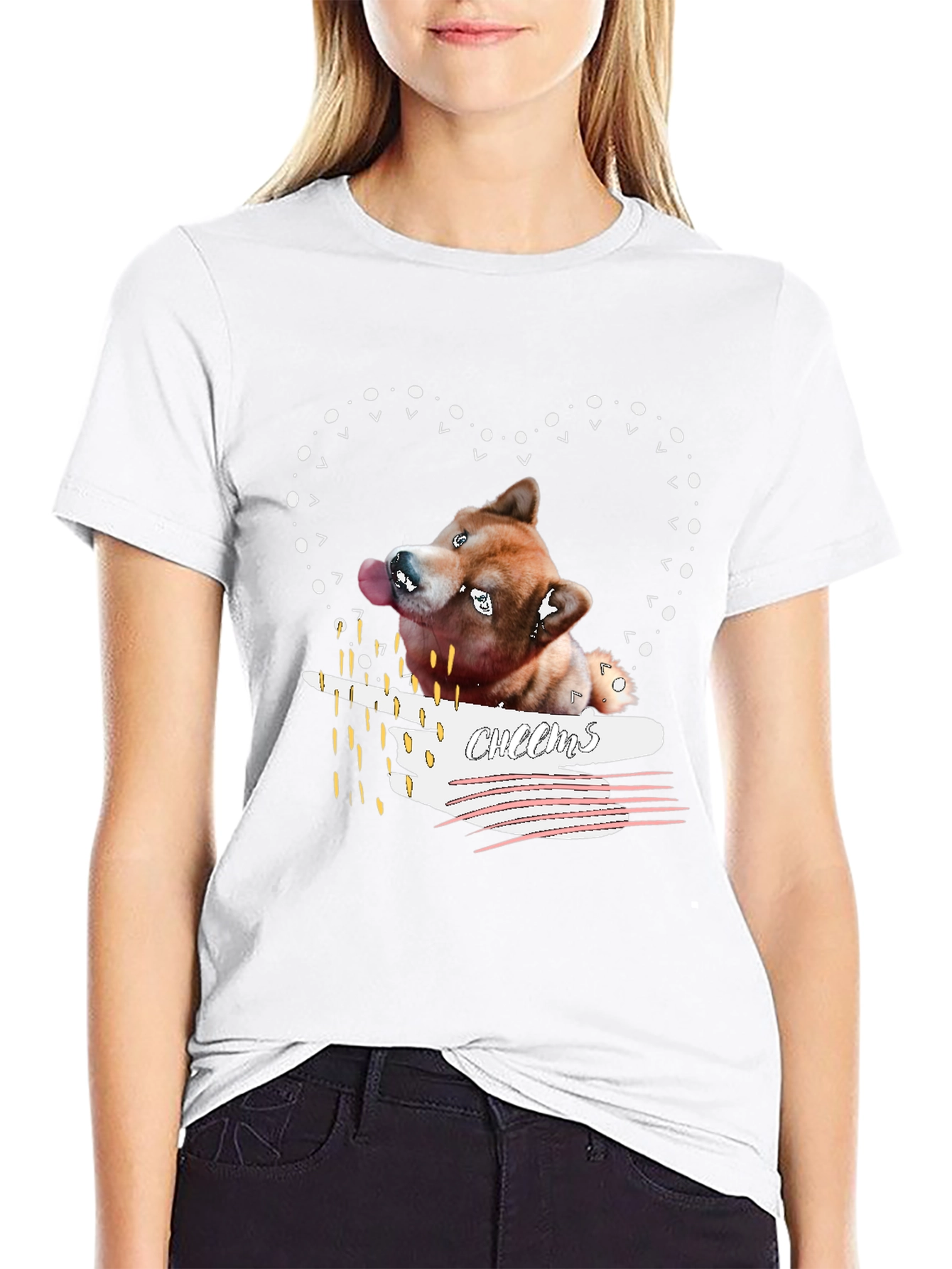 Shiba Inu Cheems Heart Graphic T-Shirt