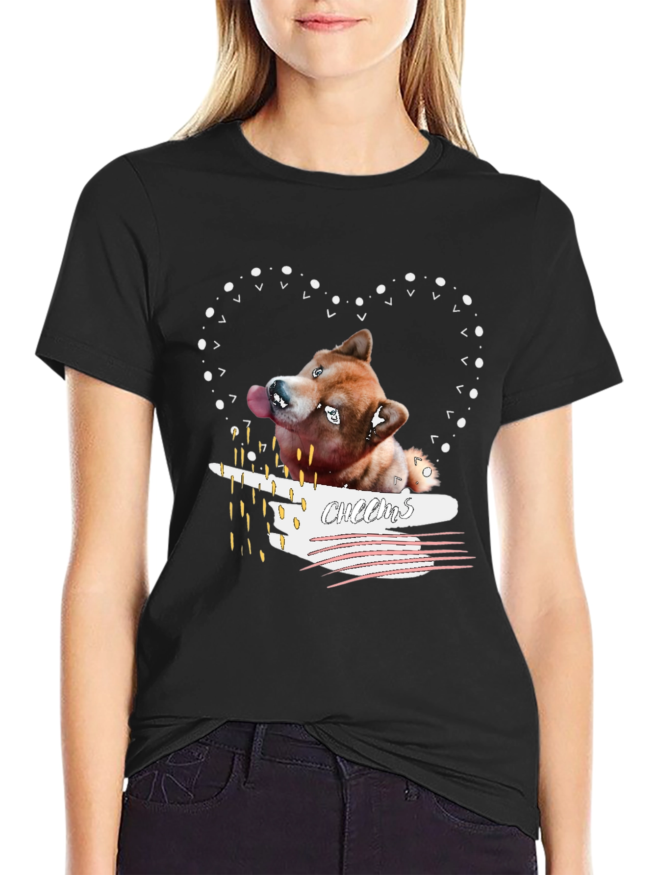 Shiba Inu Cheems Heart Graphic T-Shirt