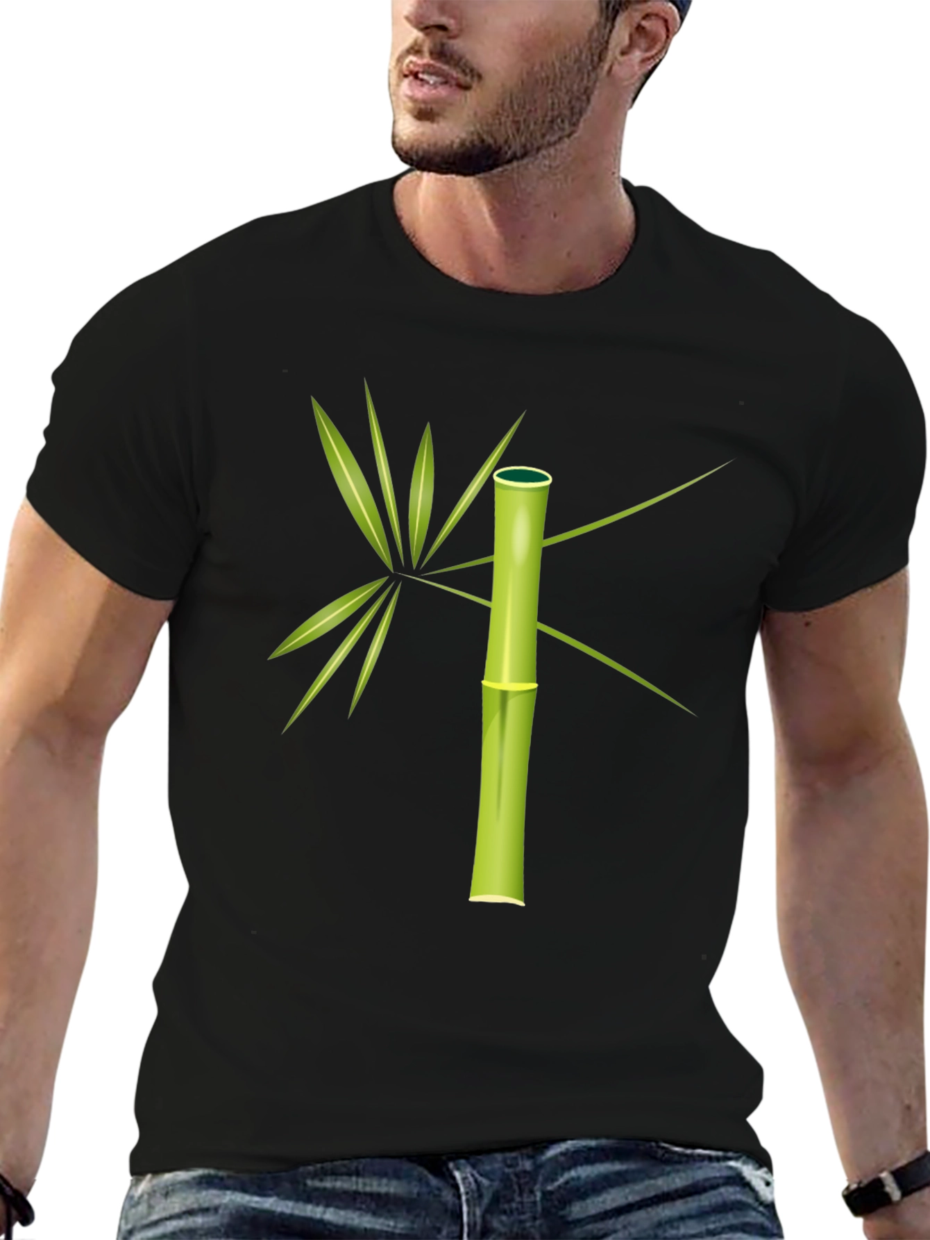 Bamboo Graphic Tee - Stylish Mens Black T-Shirt