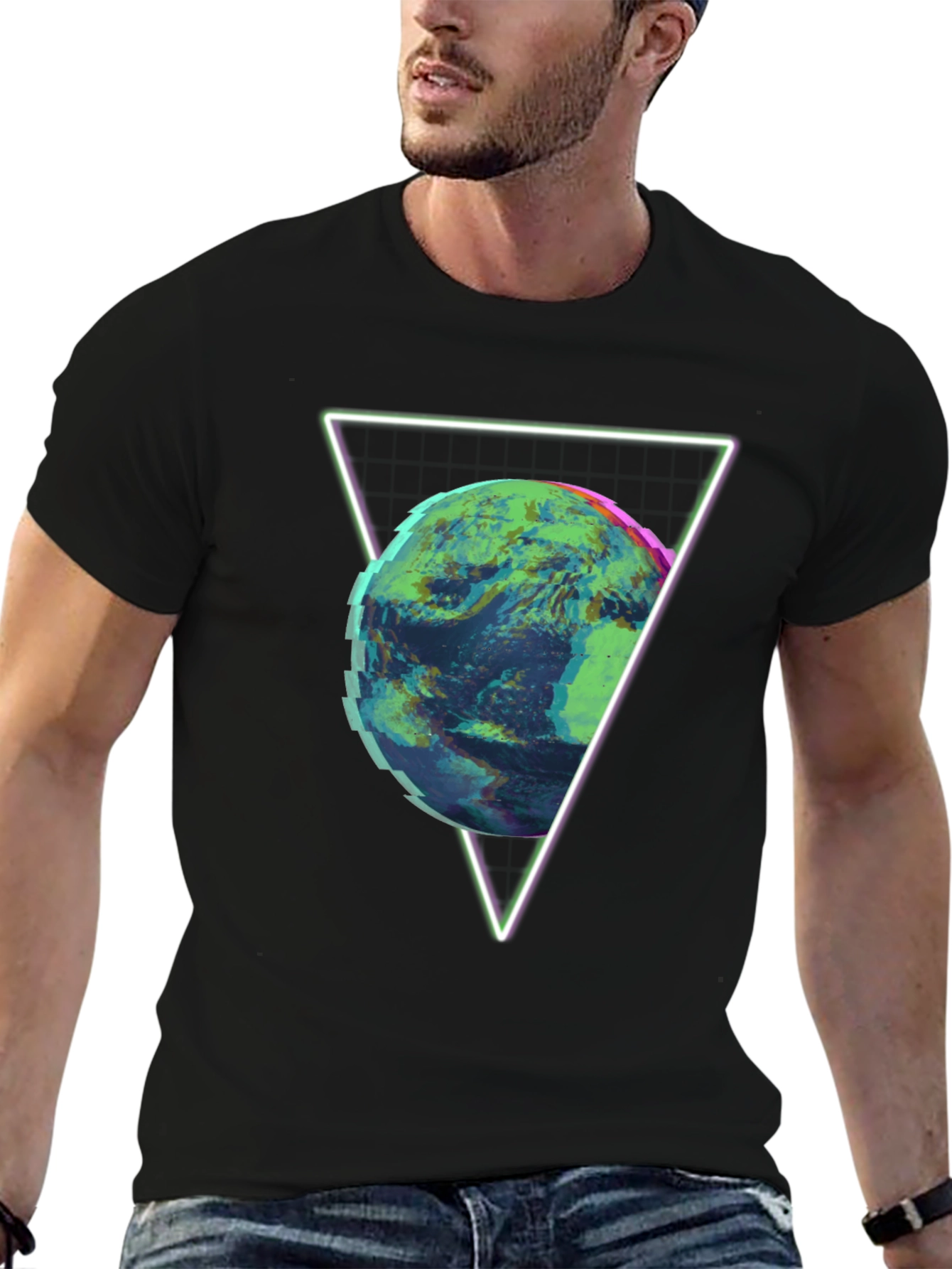 Geometric Planet Graphic T-Shirt - Modern Aesthetic