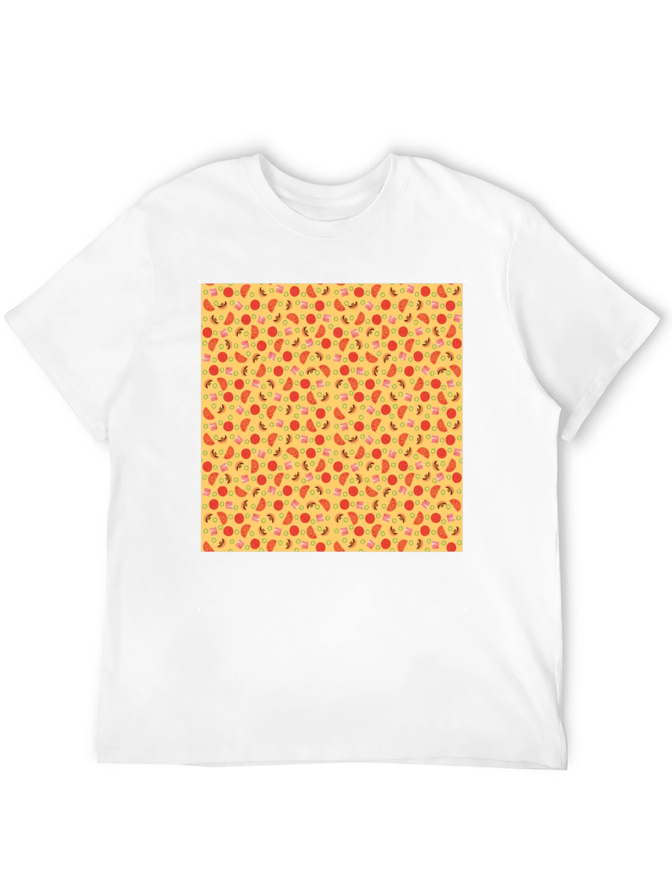 Novelty Pizza Print Black T-Shirt