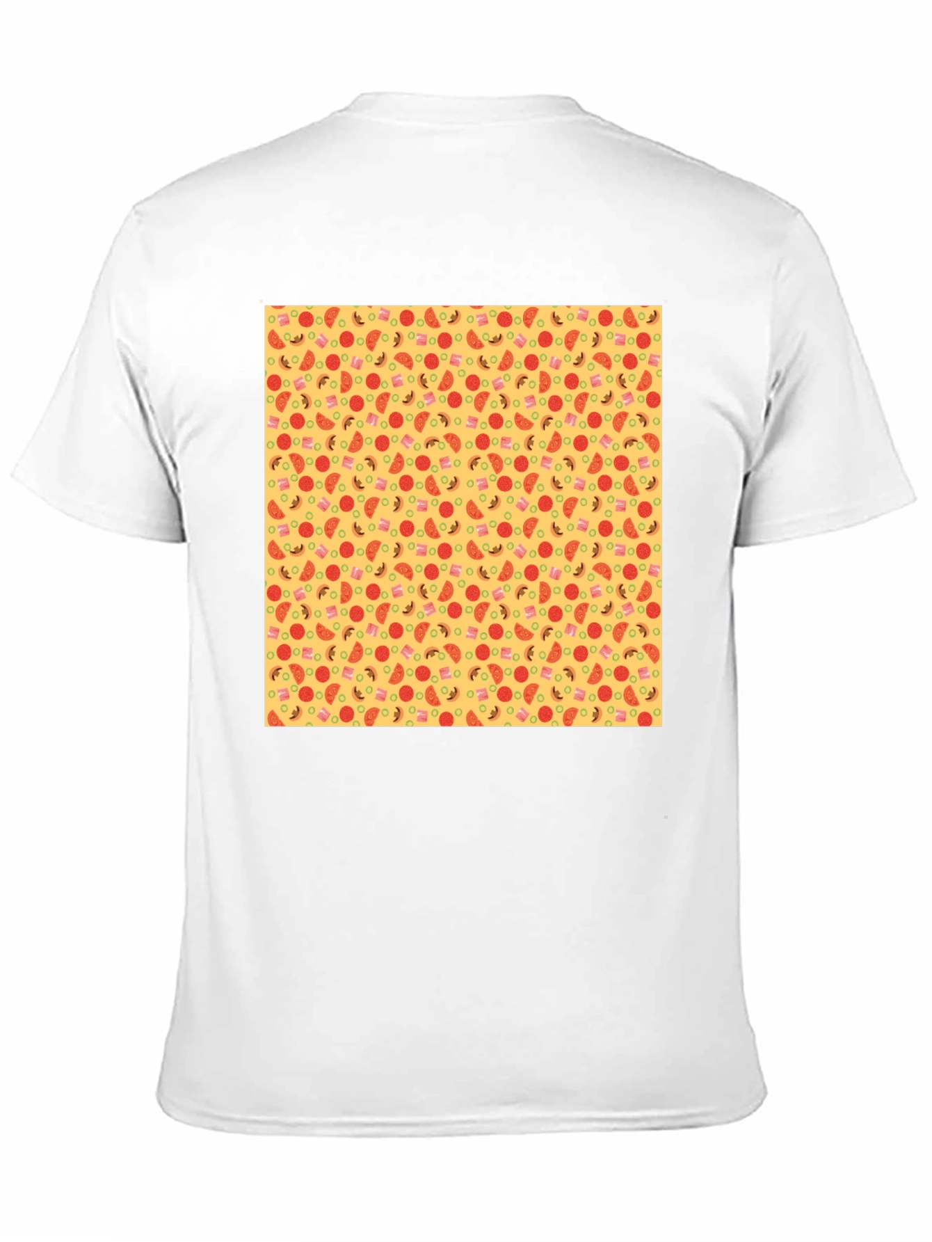 Novelty Pizza Print Black T-Shirt