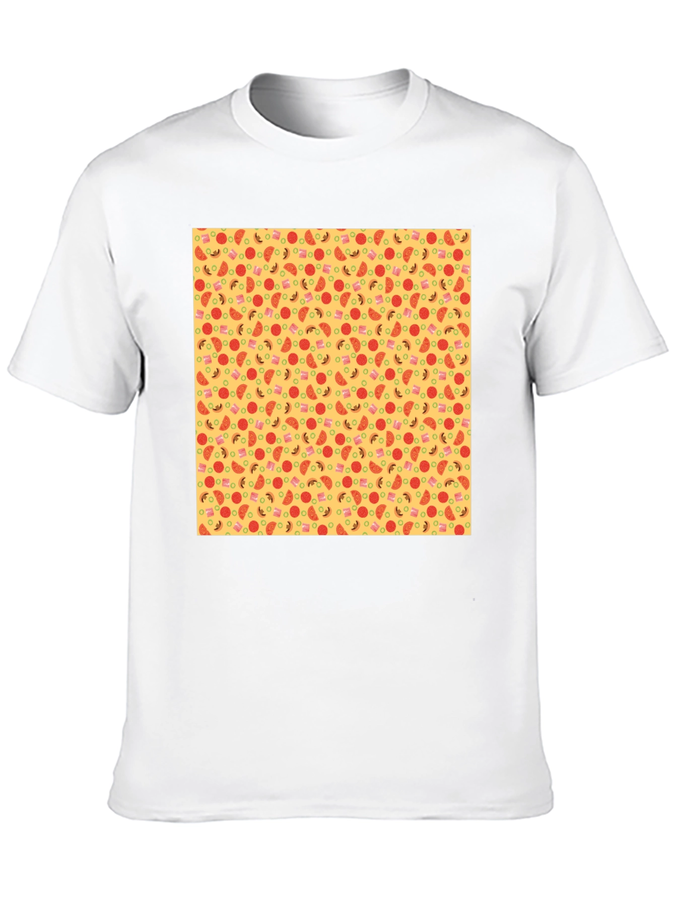 Novelty Pizza Print Black T-Shirt