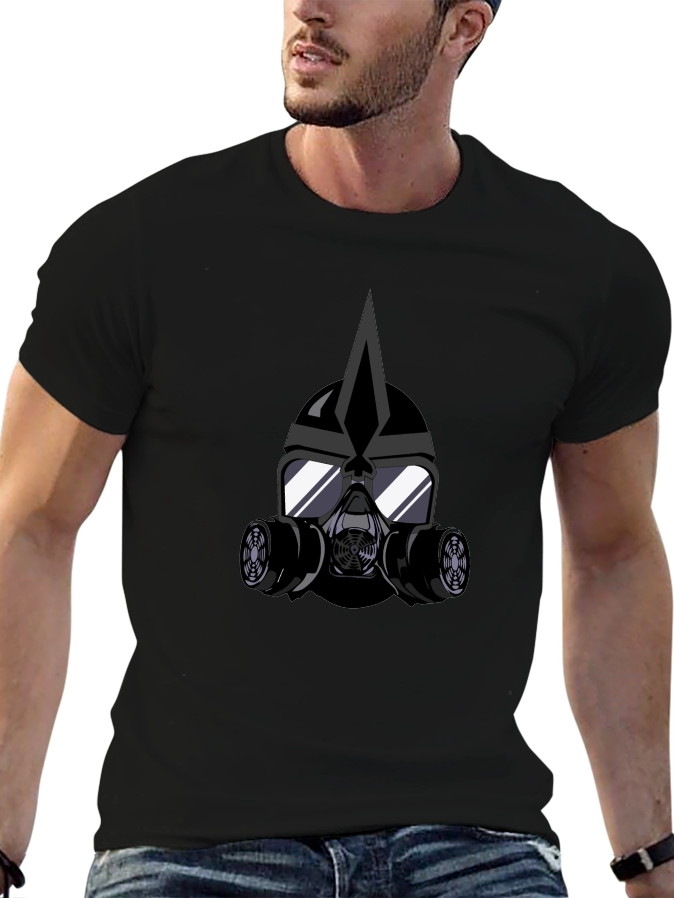Cool Graphic Tee - Gas Mask Helmet Black T-Shirt