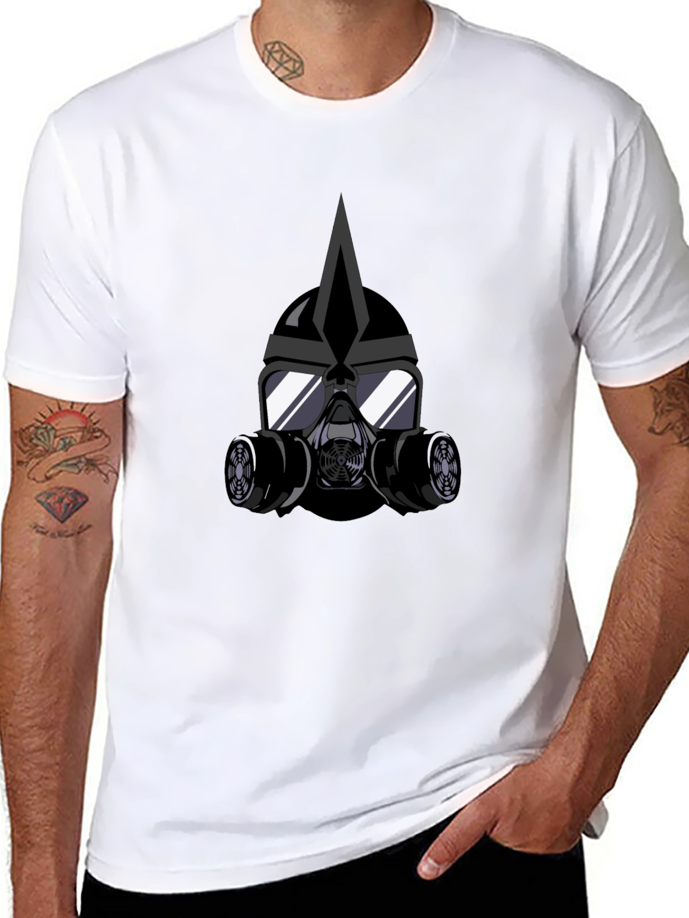 Cool Graphic Tee - Gas Mask Helmet Black T-Shirt