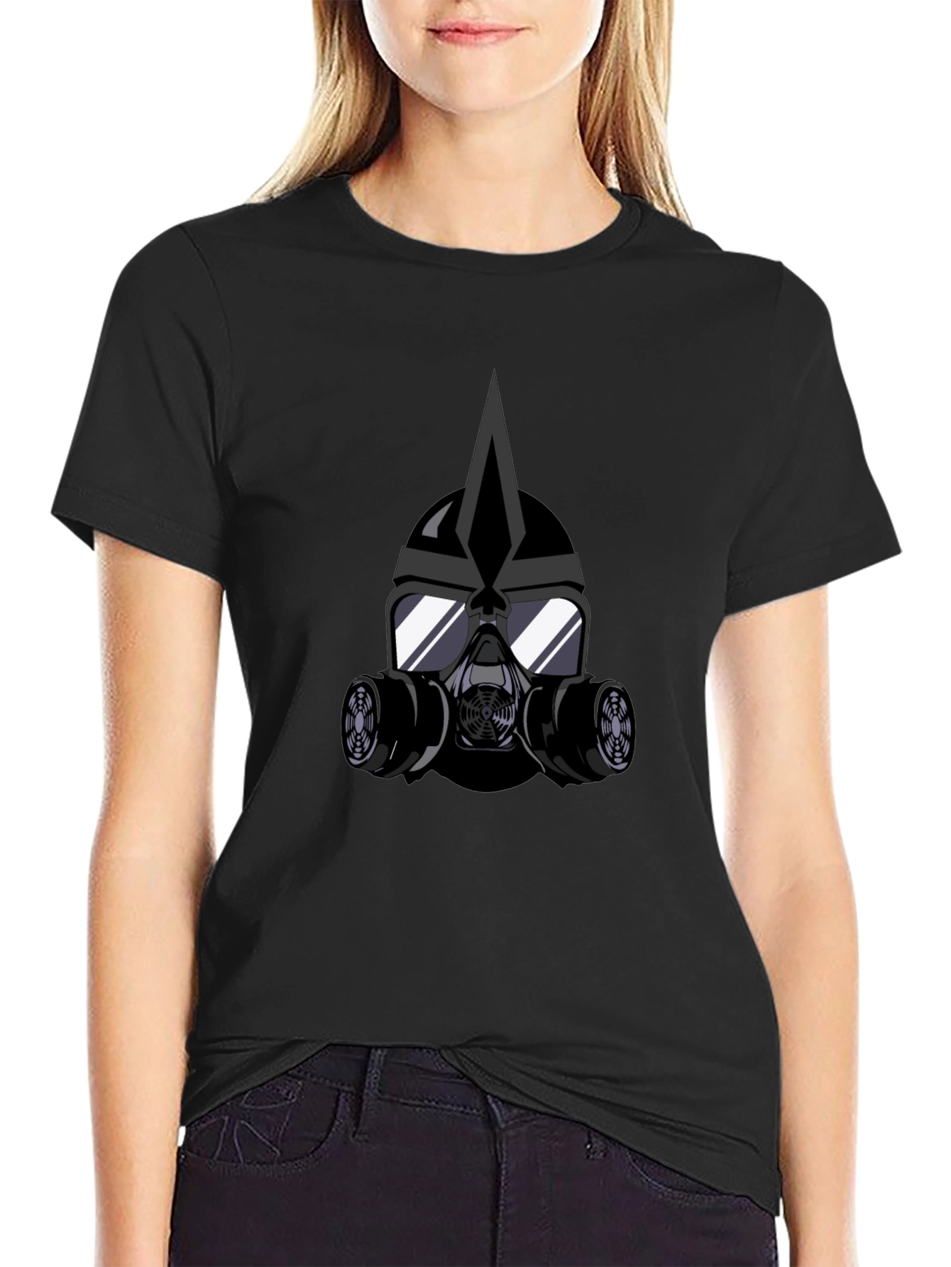 Cool Graphic Tee - Gas Mask Helmet Black T-Shirt
