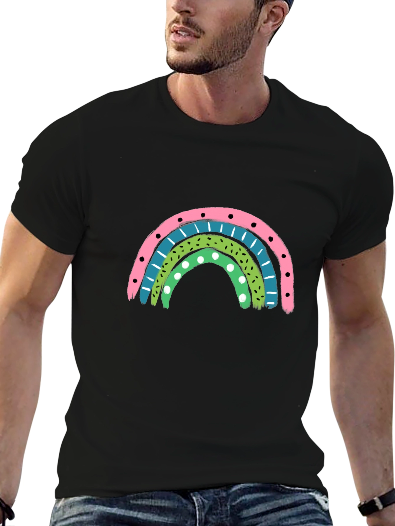 Retro Rainbow Graphic Tee - Stylish Comfort