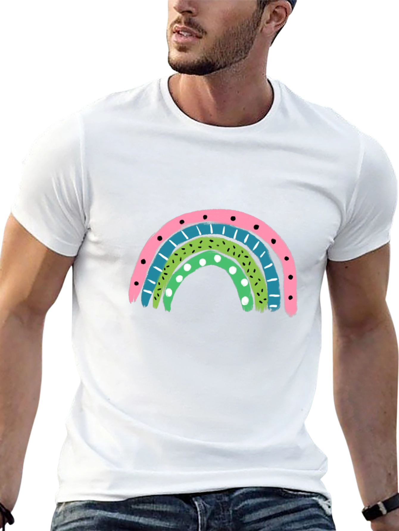 Retro Rainbow Graphic Tee - Stylish Comfort