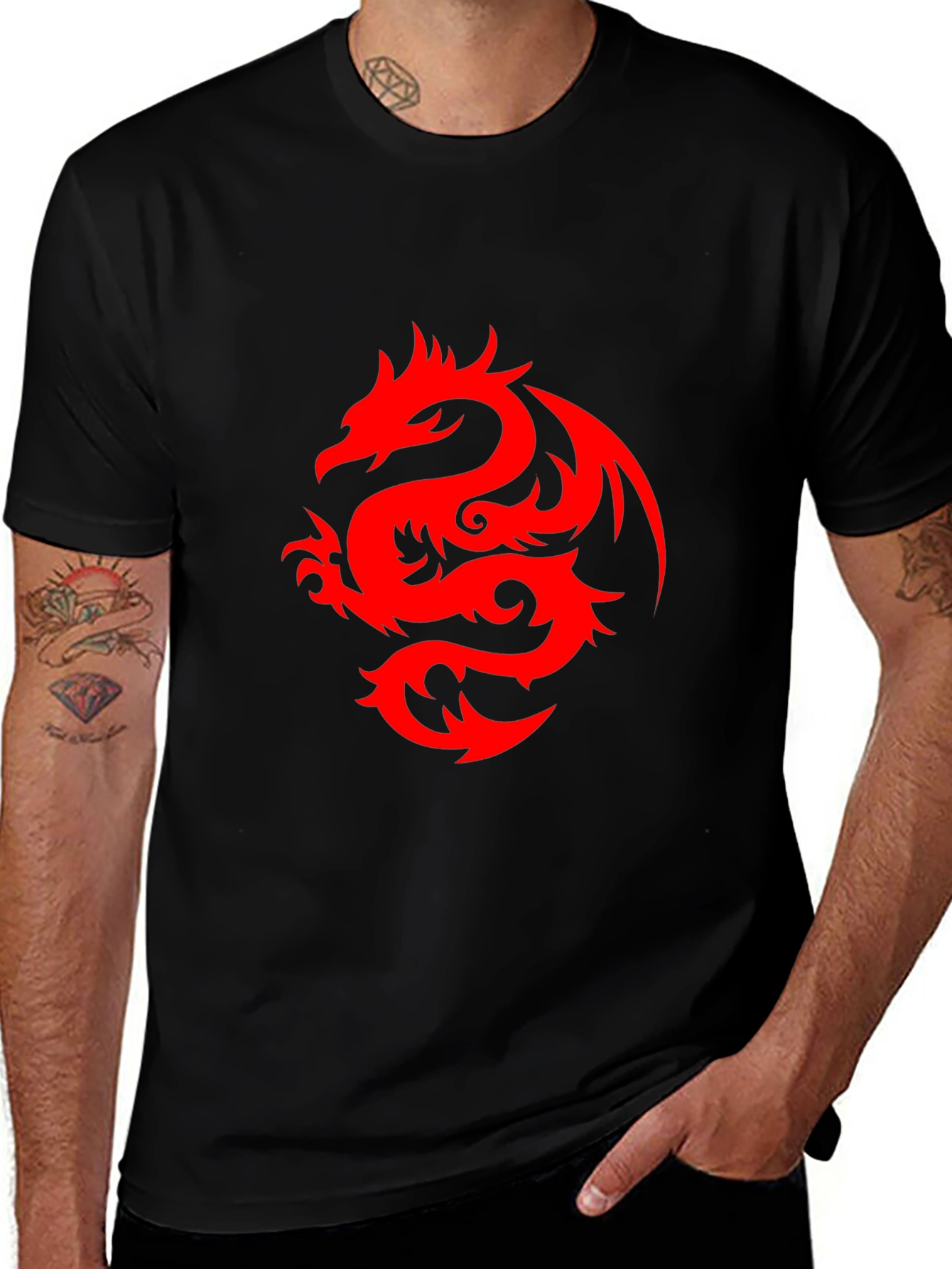 Red Dragon Graphic Black T-Shirt
