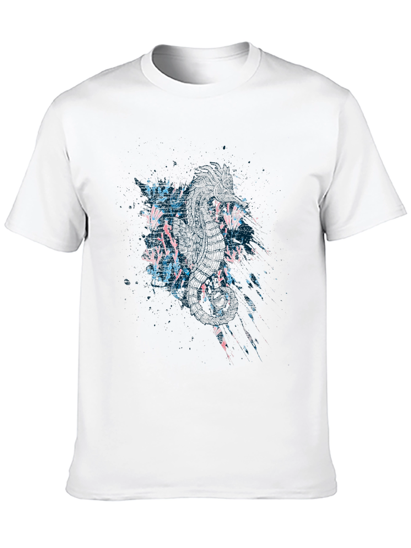 Abstract Seahorse Graphic Print Black T-Shirt