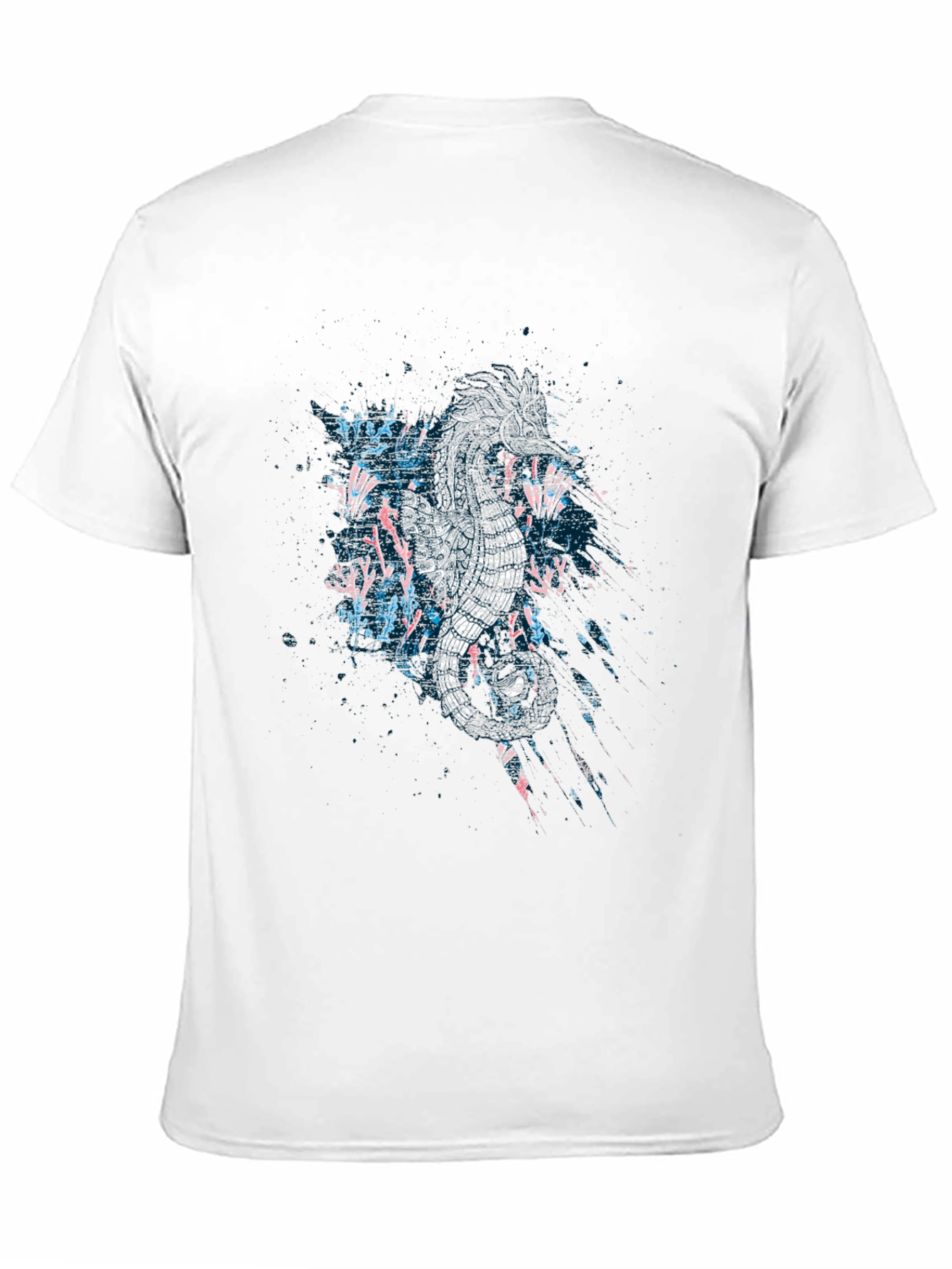 Abstract Seahorse Graphic Print Black T-Shirt