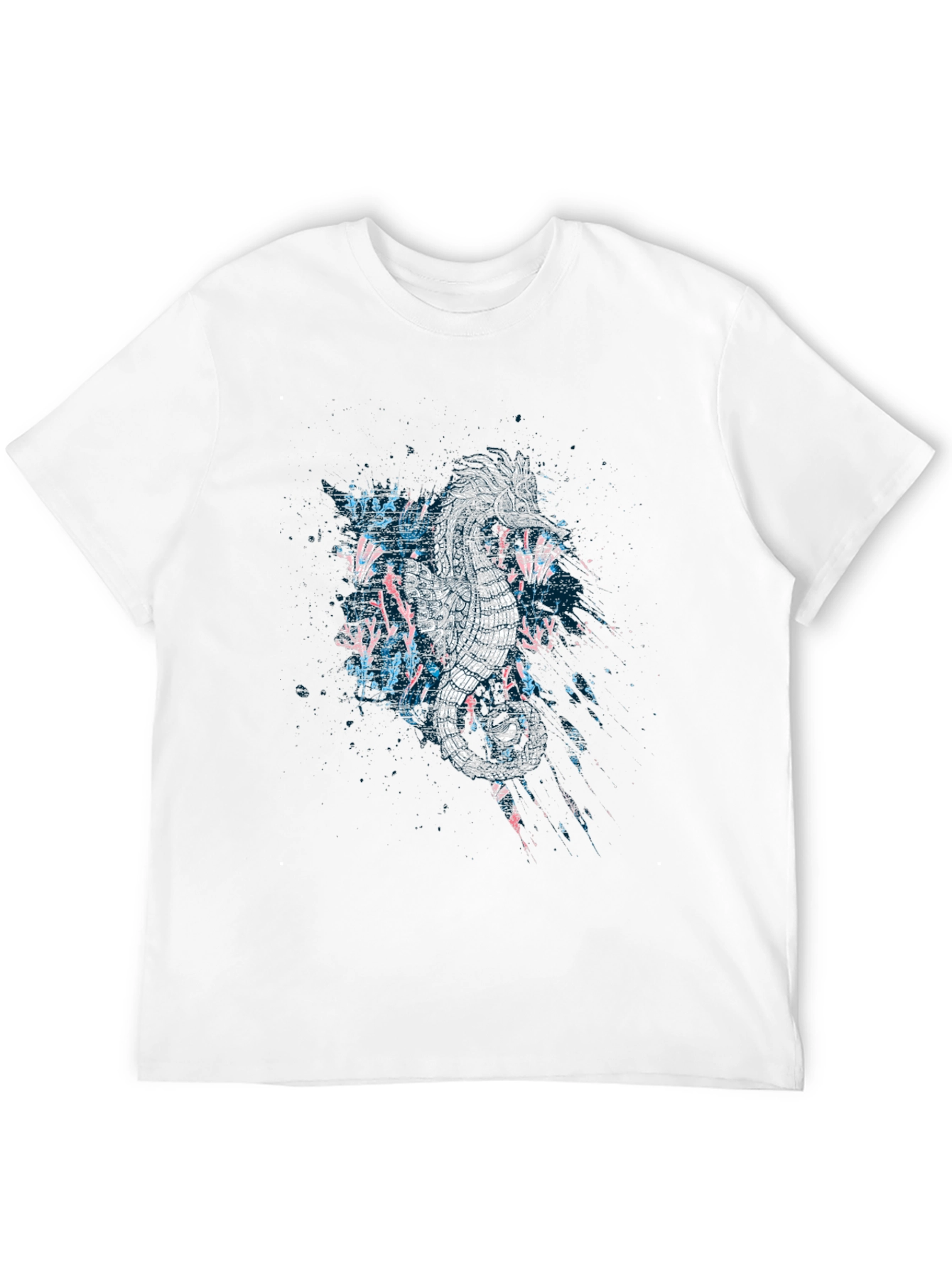 Abstract Seahorse Graphic Print Black T-Shirt