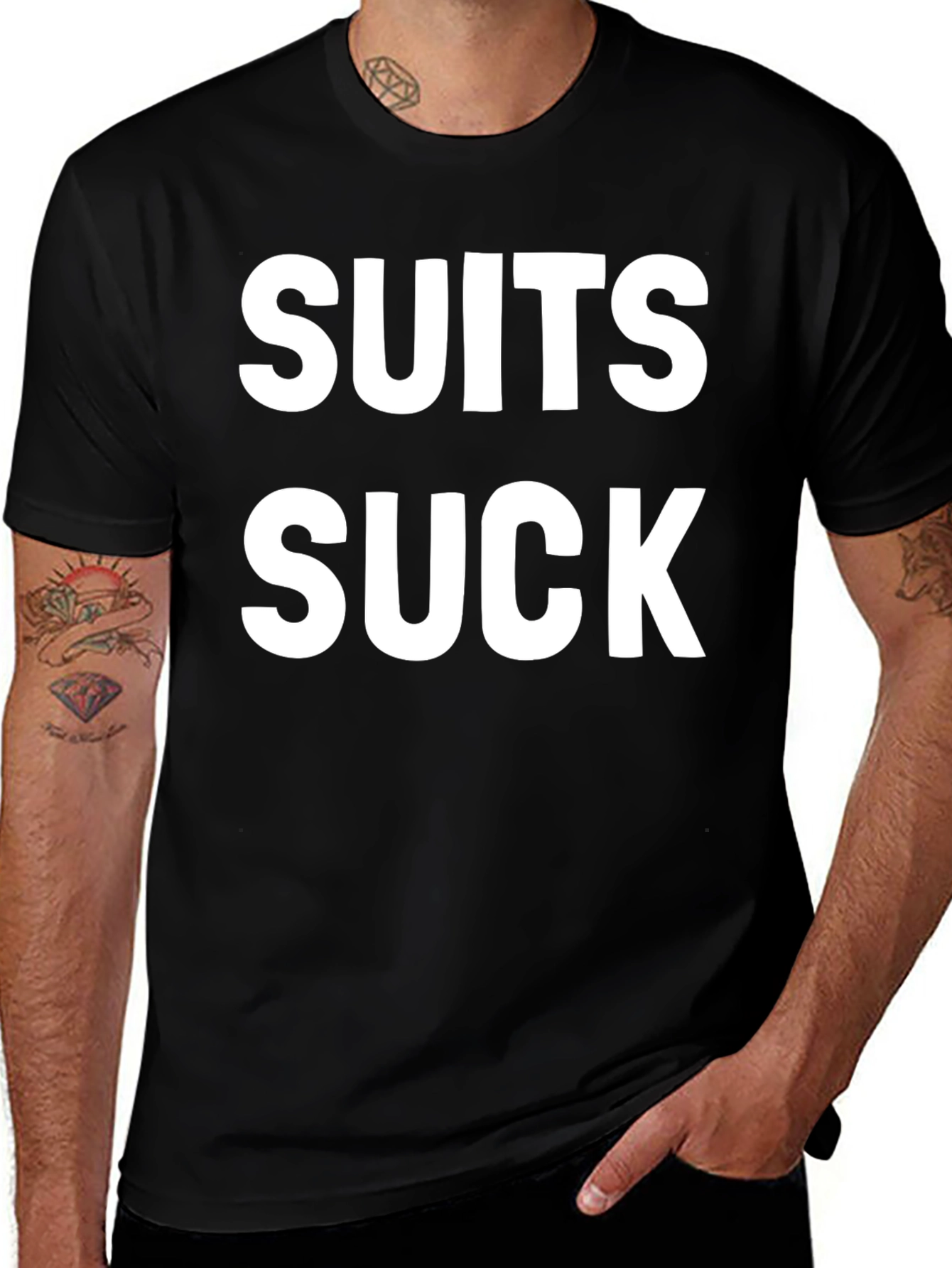 Suits Suck Graphic Tee - Bold Statement Shirt