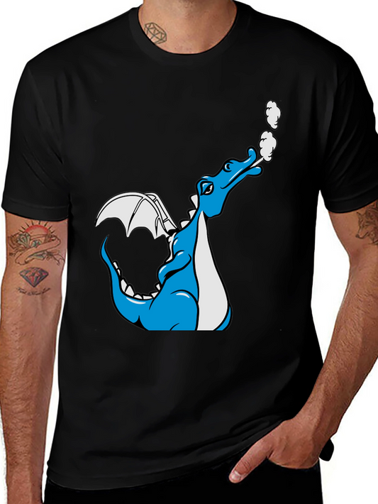 Dragon Graphic Tee - Cool Cartoon Design Black T-Shirt