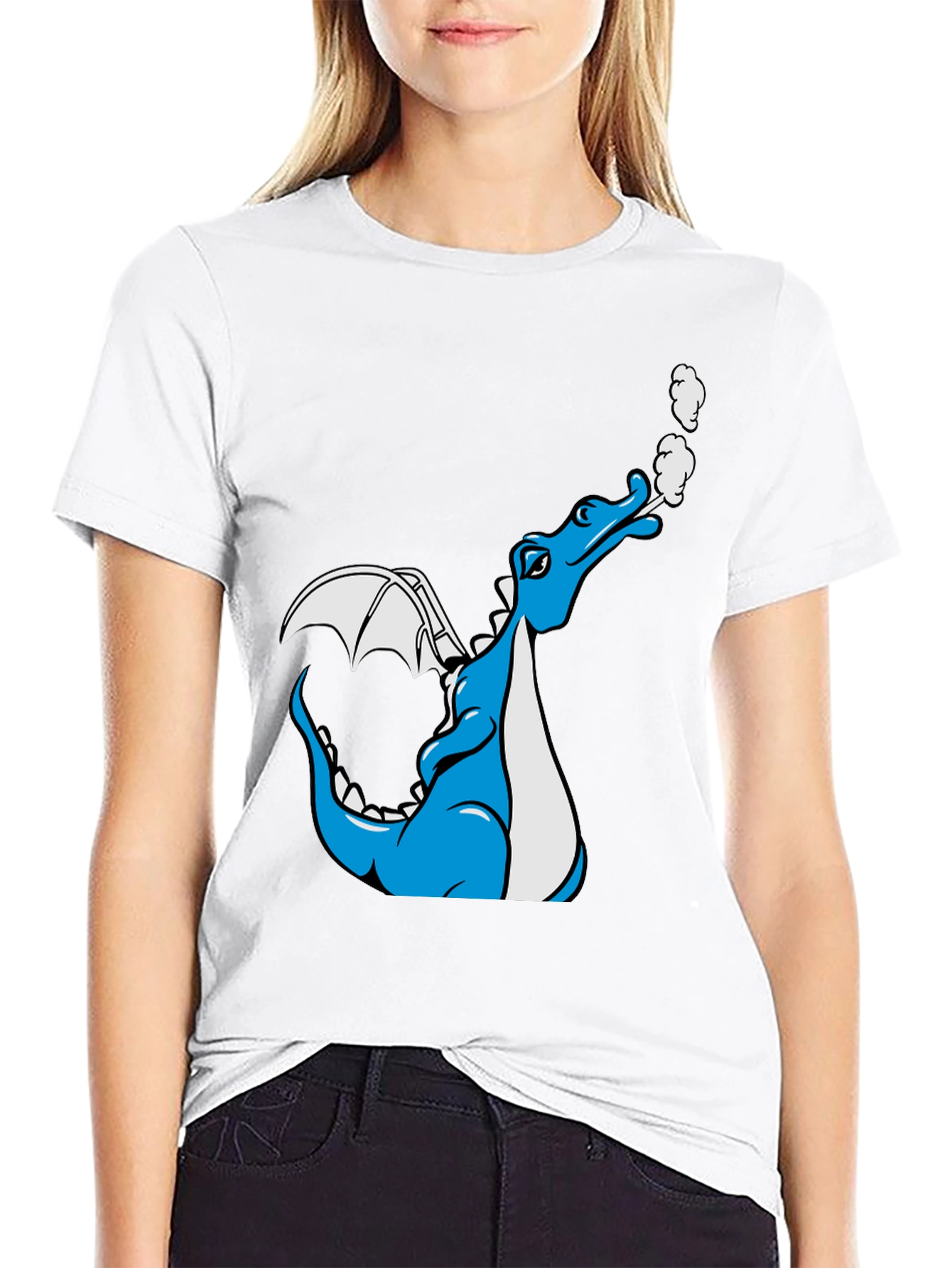 Dragon Graphic Tee - Cool Cartoon Design Black T-Shirt