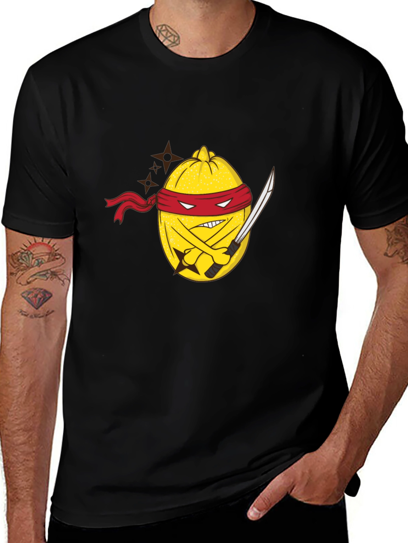 Ninja Lemon Graphic Tee - Black Cotton Blend