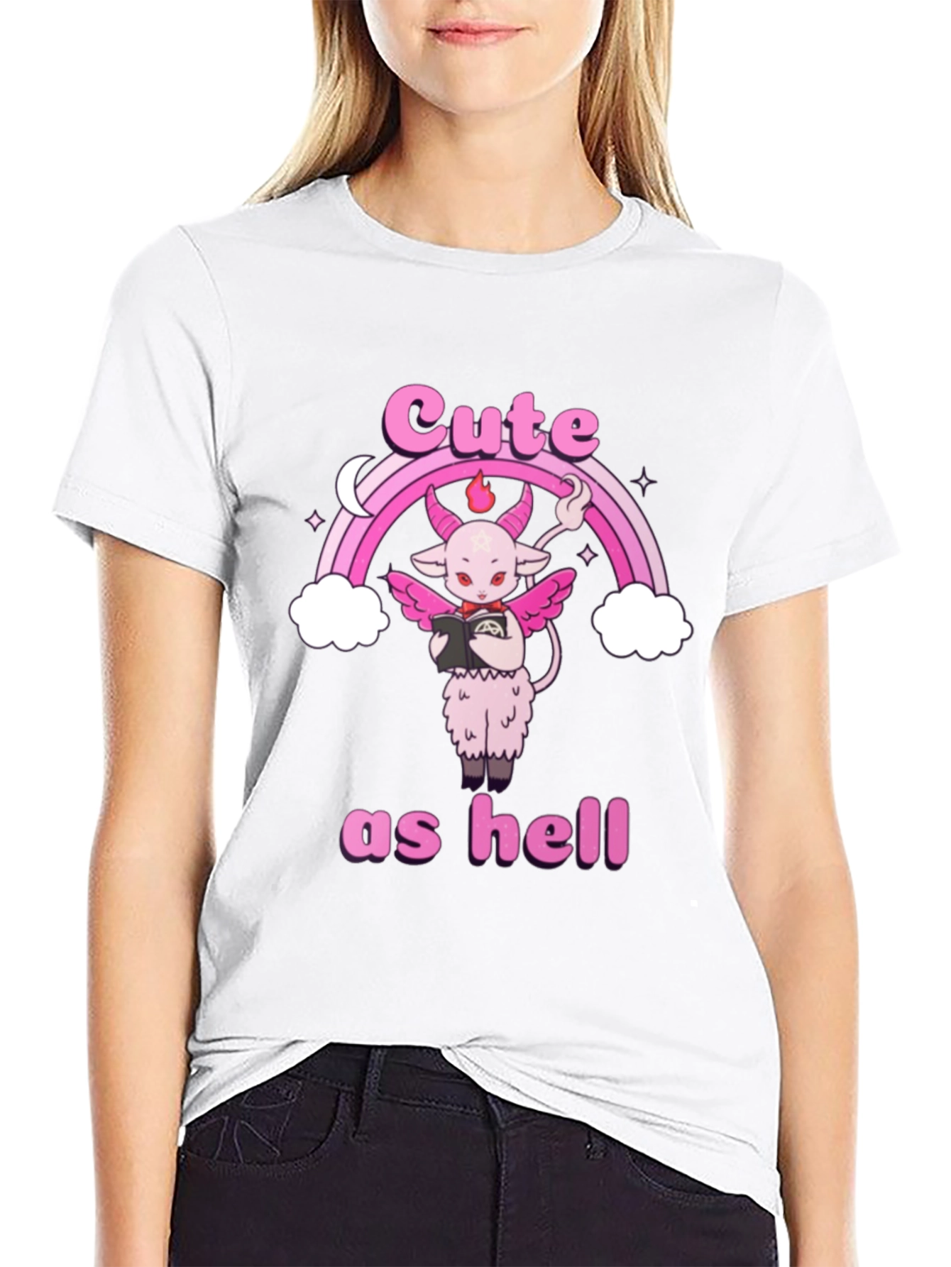 Cute as Hell Baphomet Graphic Tee - Goth Style