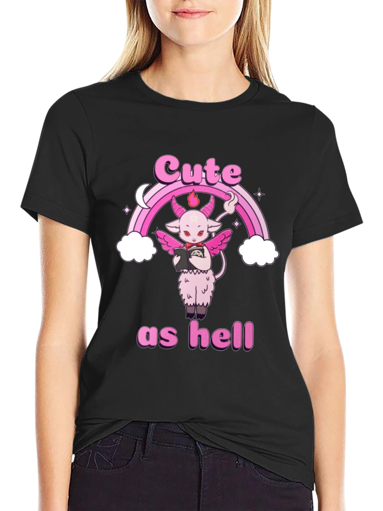 Cute as Hell Baphomet Graphic Tee - Goth Style