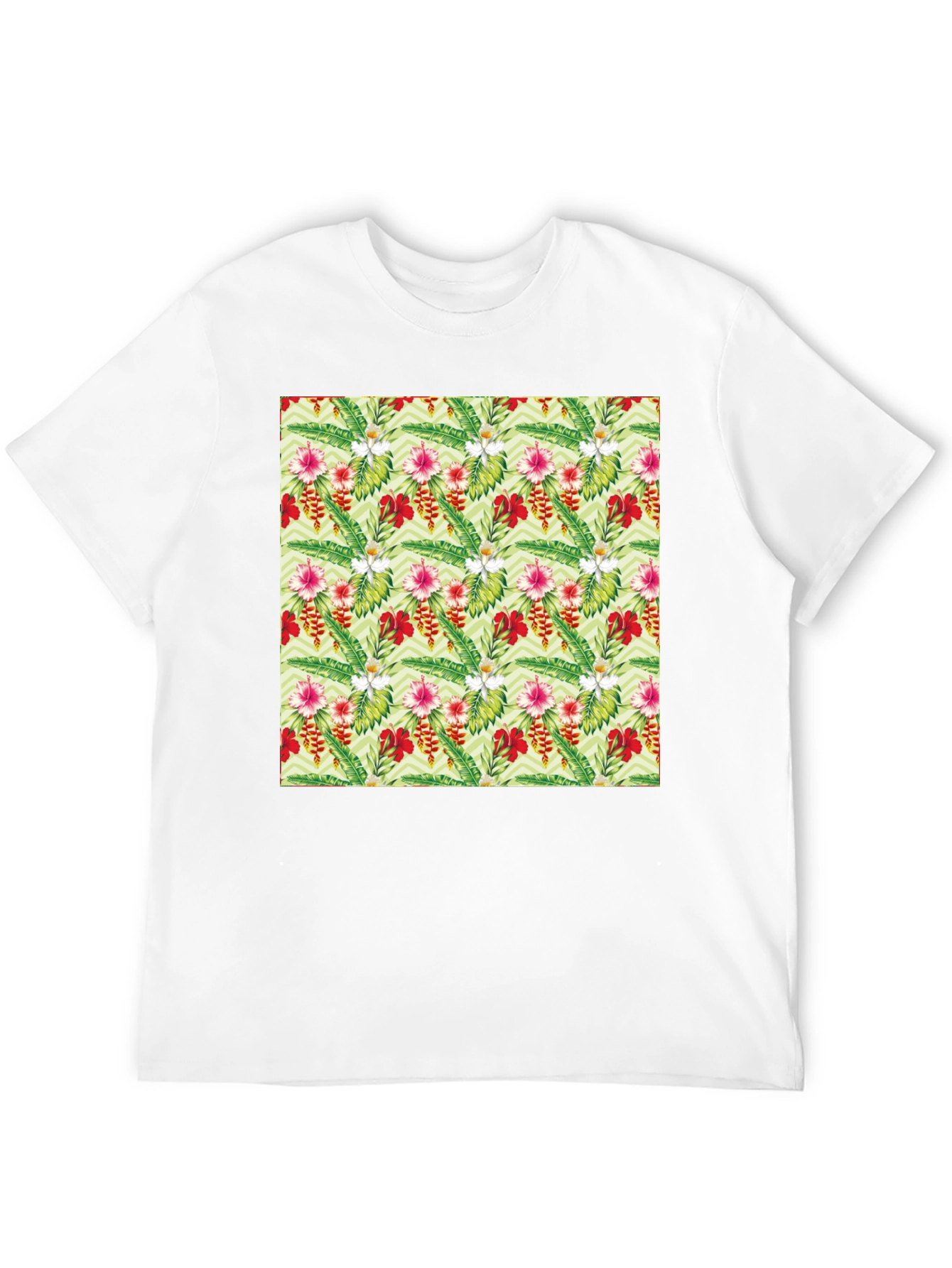 Tropical Floral Print Black T-Shirt
