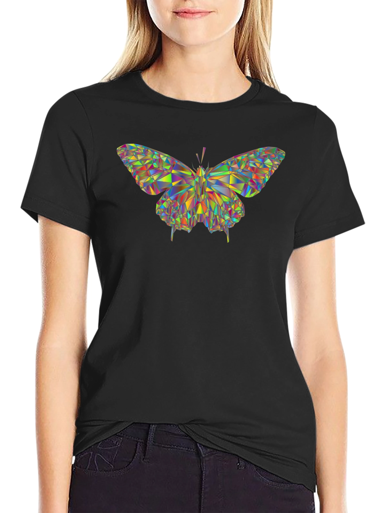 Prismatic Butterfly Black T-Shirt