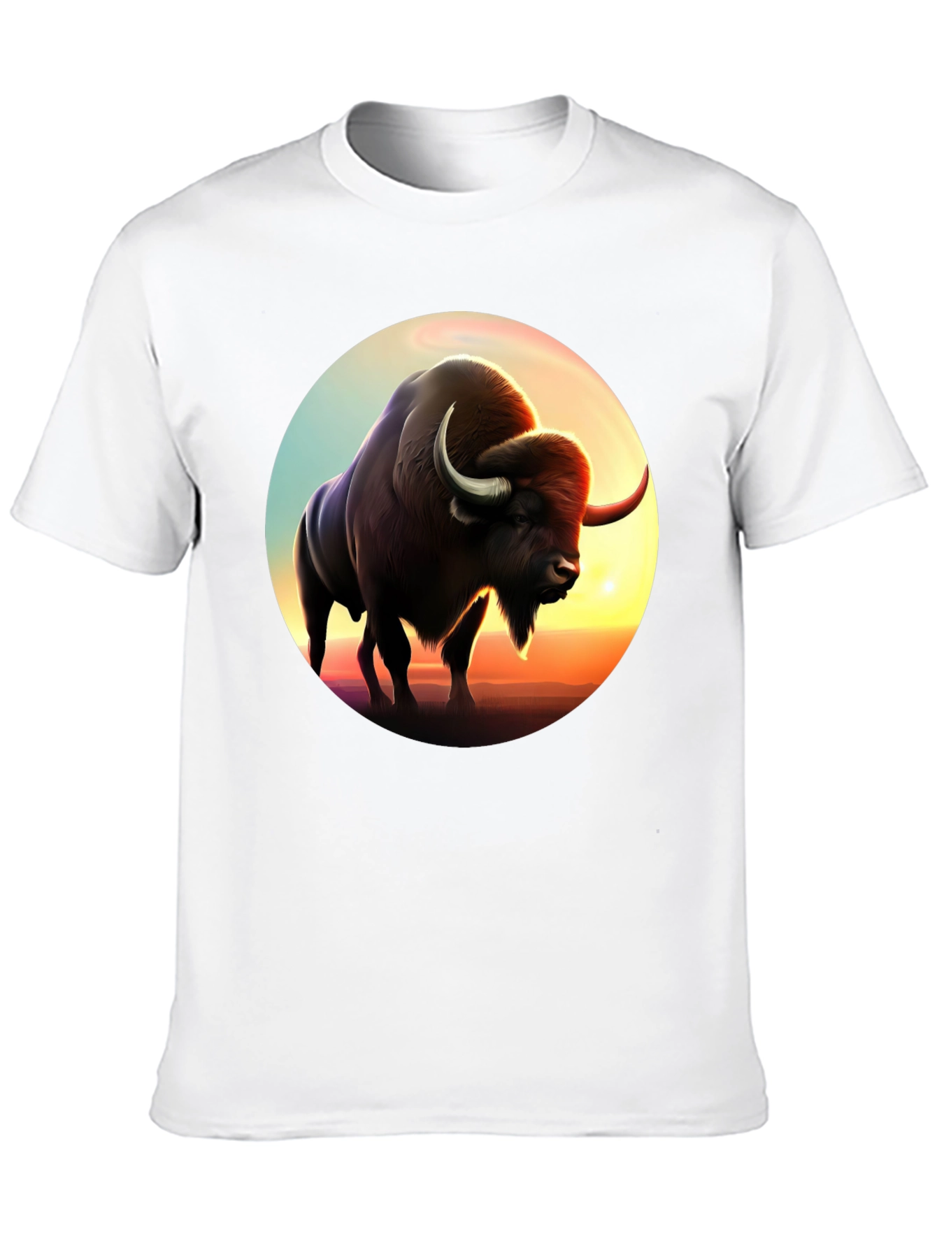Bison Sunset Graphic Tee - Black Cotton