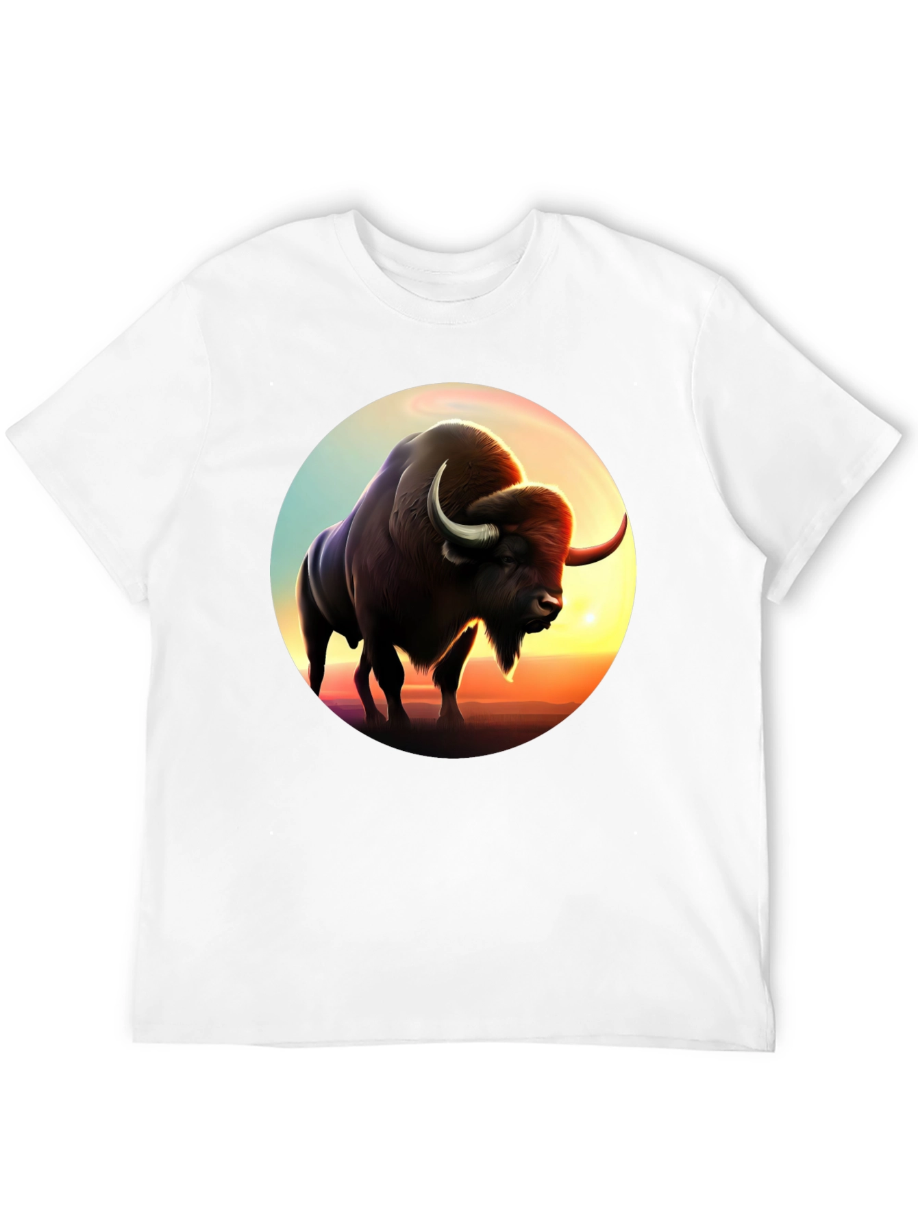 Bison Sunset Graphic Tee - Black Cotton