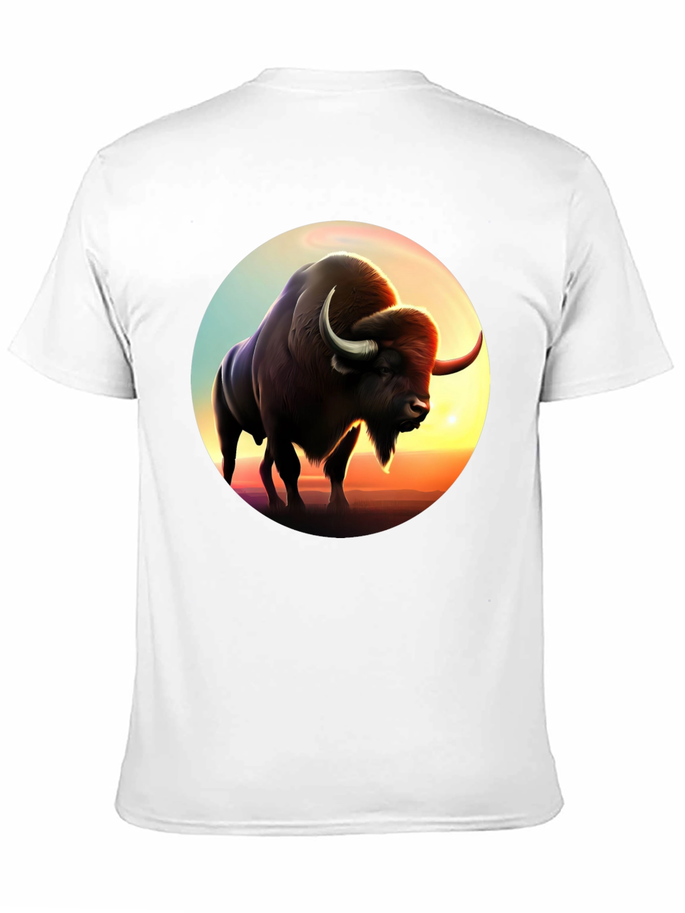 Bison Sunset Graphic Tee - Black Cotton