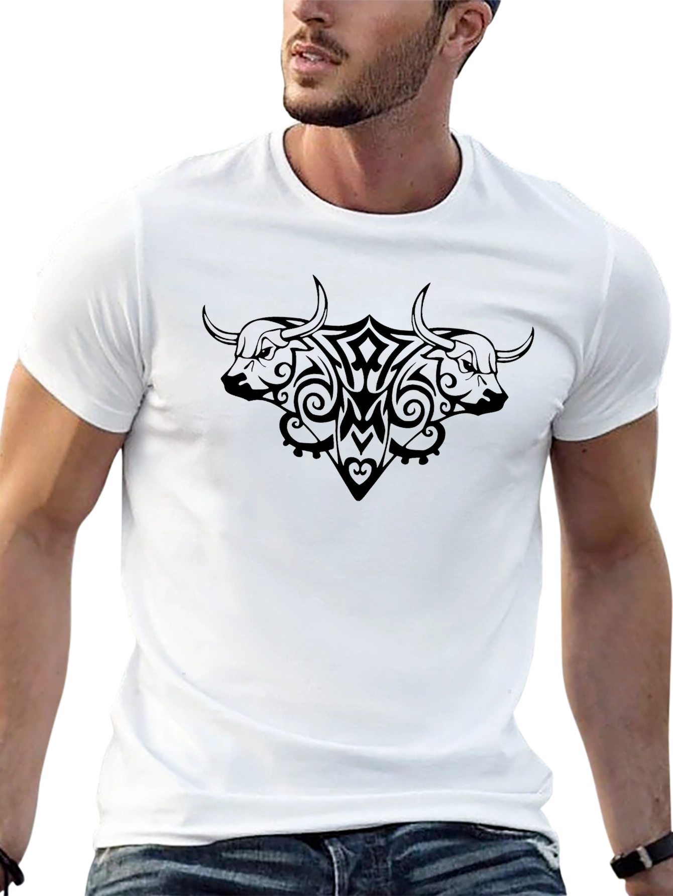 Tribal Bull T-Shirt - Black Graphic Tee