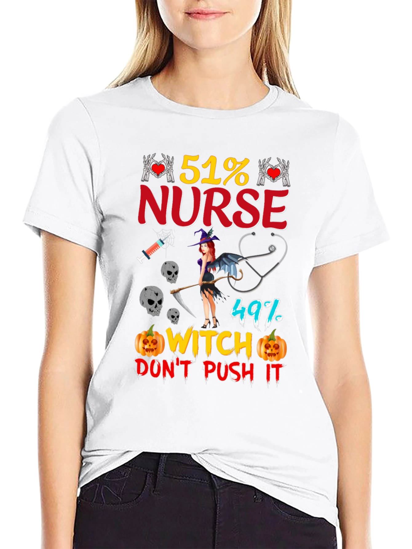 51% Nurse 49% Witch Halloween Graphic Tee