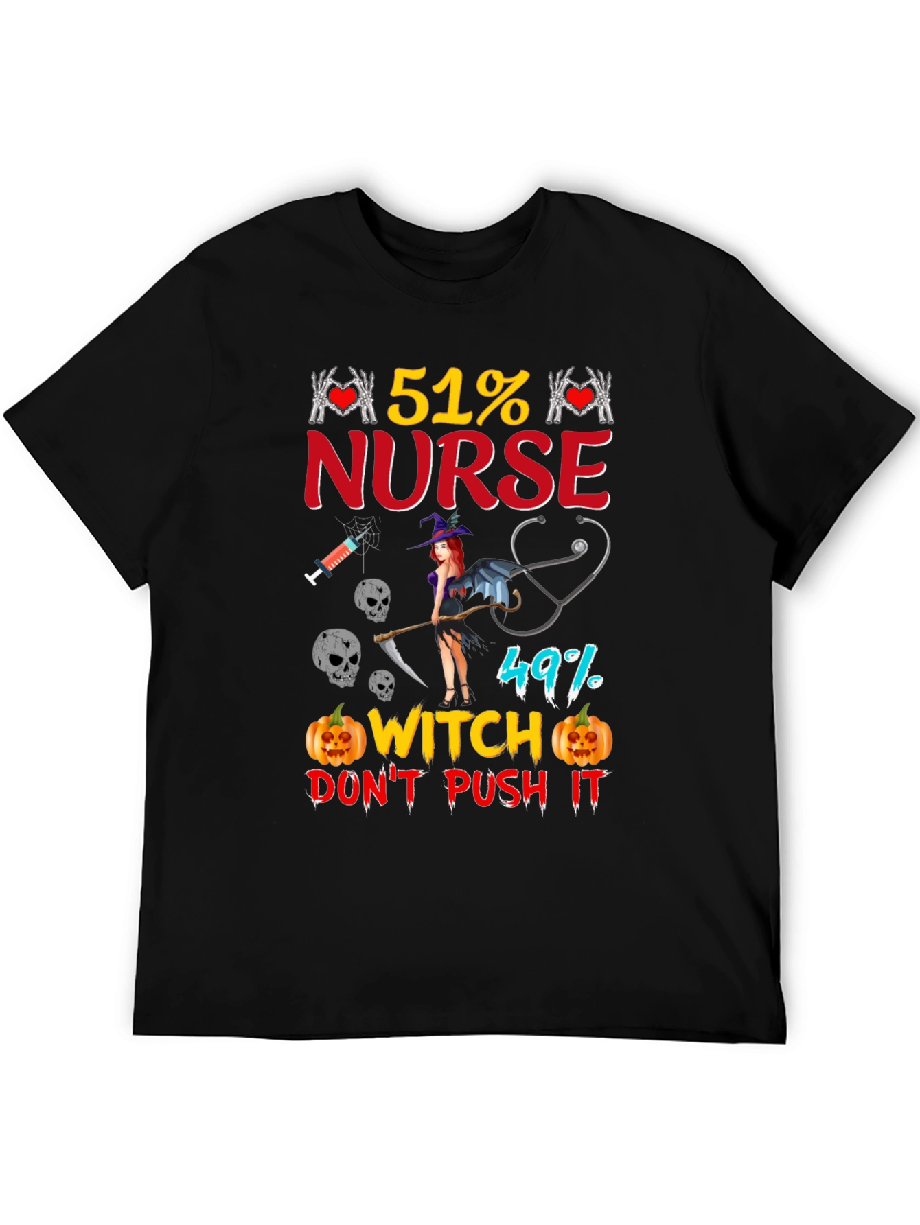 51% Nurse 49% Witch Halloween Graphic Tee