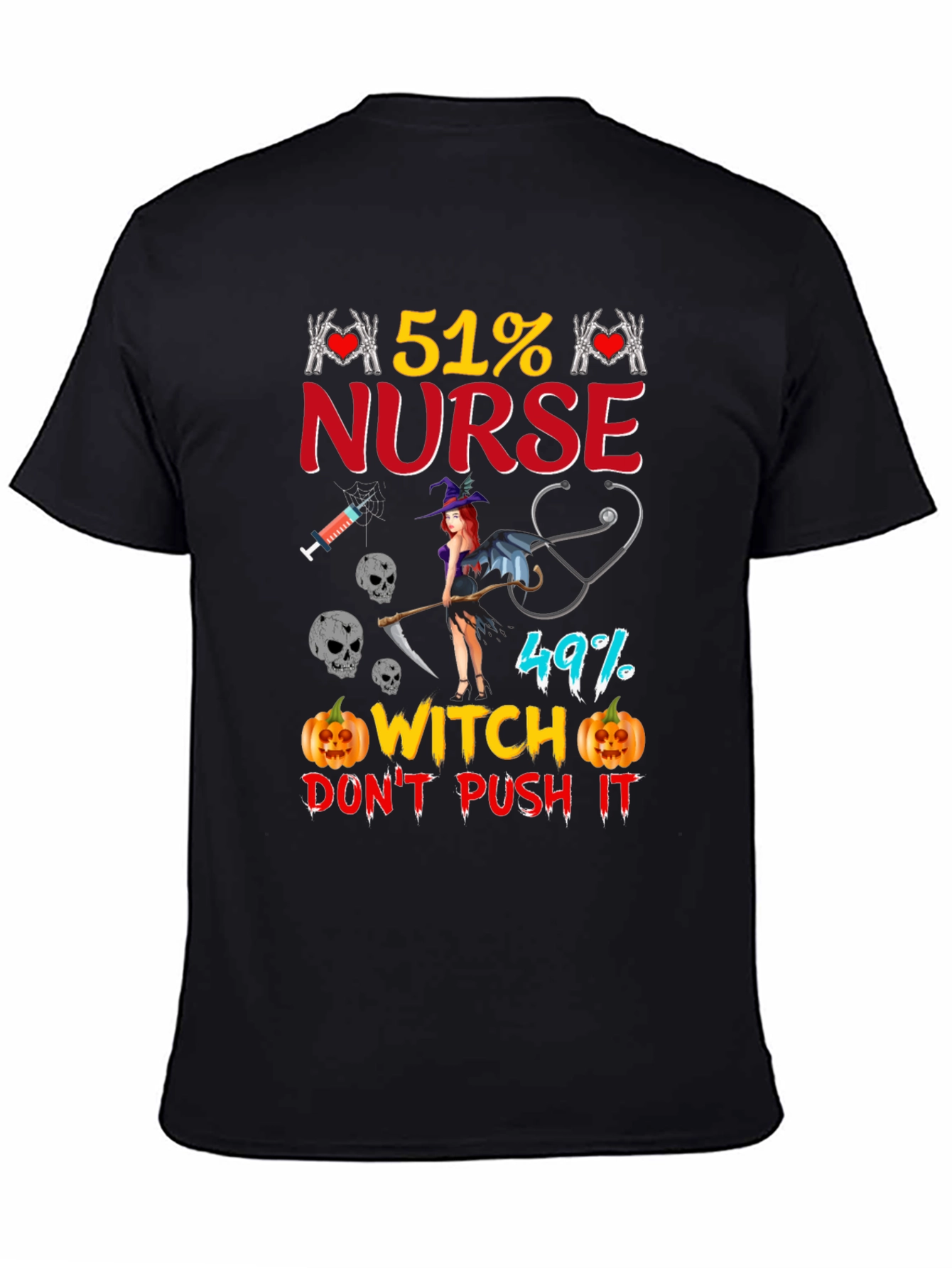 51% Nurse 49% Witch Halloween Graphic Tee