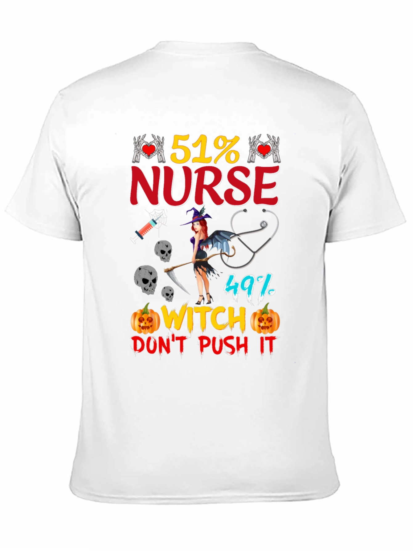 51% Nurse 49% Witch Halloween Graphic Tee