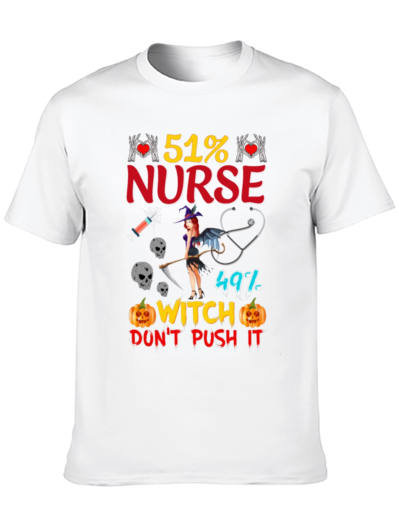 51% Nurse 49% Witch Halloween Graphic Tee