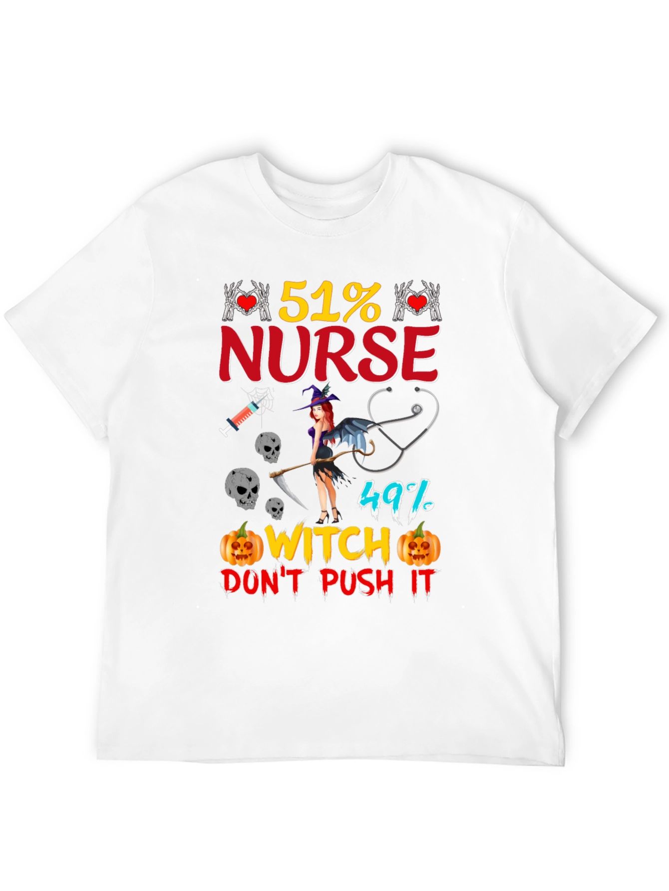 51% Nurse 49% Witch Halloween Graphic Tee